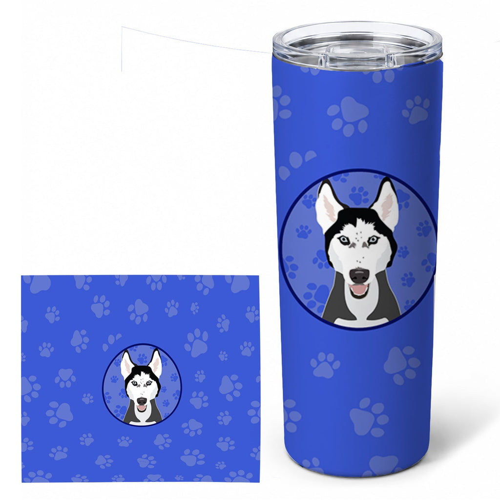 Siberian Husky Black and White #3  Stainless Steel Skinny Tumbler 20 oz Vacuum Double Walled Reusable Insulated Travel Cup