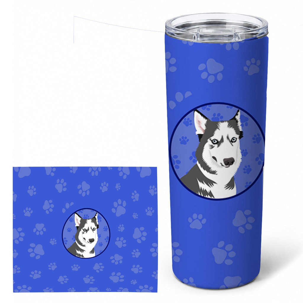 Siberian Husky Silver and White #2  Stainless Steel Skinny Tumbler 20 oz Vacuum Double Walled Reusable Insulated Travel Cup