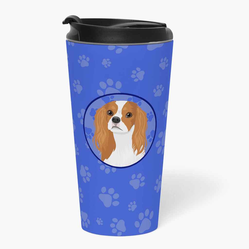 Cavalier King Charles Spaniel Blenheim #1  Stainless Steel 16 oz  Tumbler Blue Insulated Tumbler with Lid, Cute Travel Cup for Coffee, Cocktails, Gift Men, Dad, Women, Mother