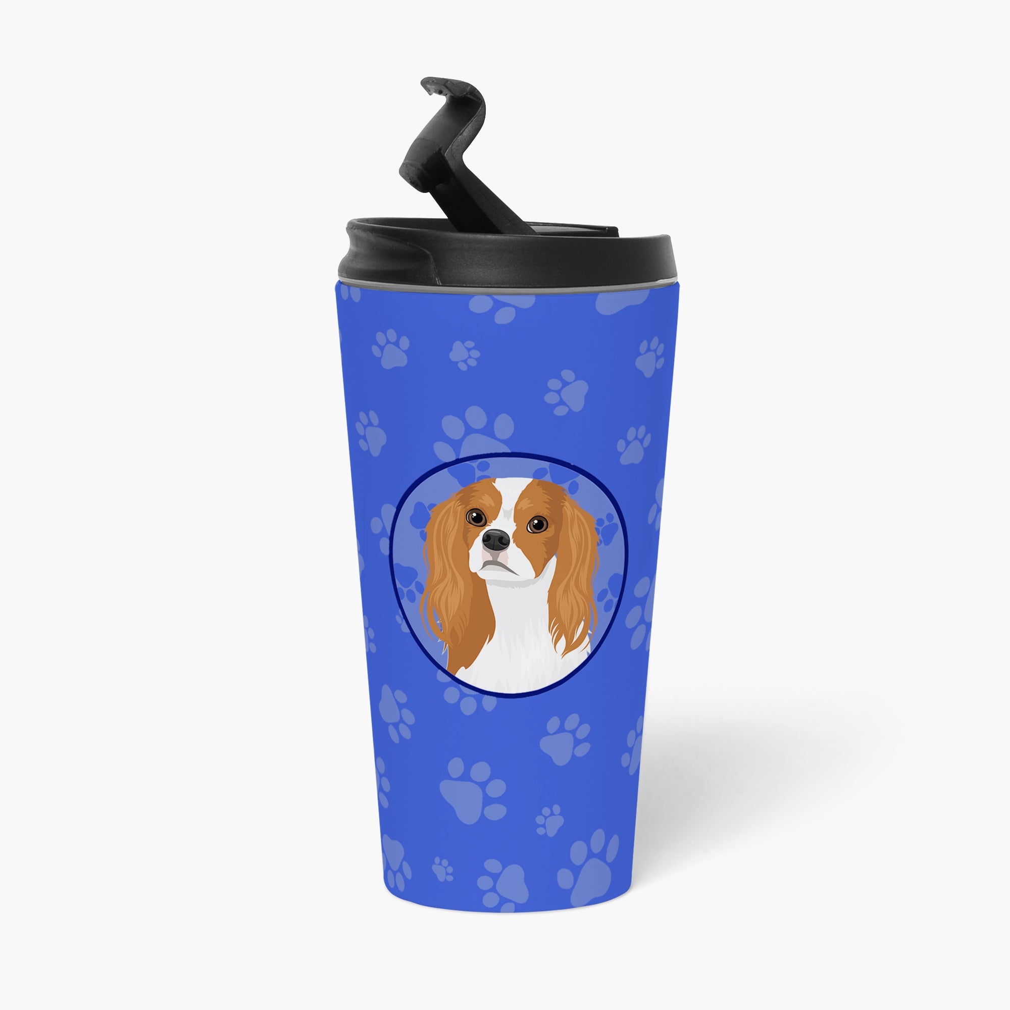 Cavalier King Charles Spaniel Blenheim #1  Stainless Steel 16 oz  Tumbler Blue Insulated Tumbler with Lid, Cute Travel Cup for Coffee, Cocktails, Gift Men, Dad, Women, Mother
