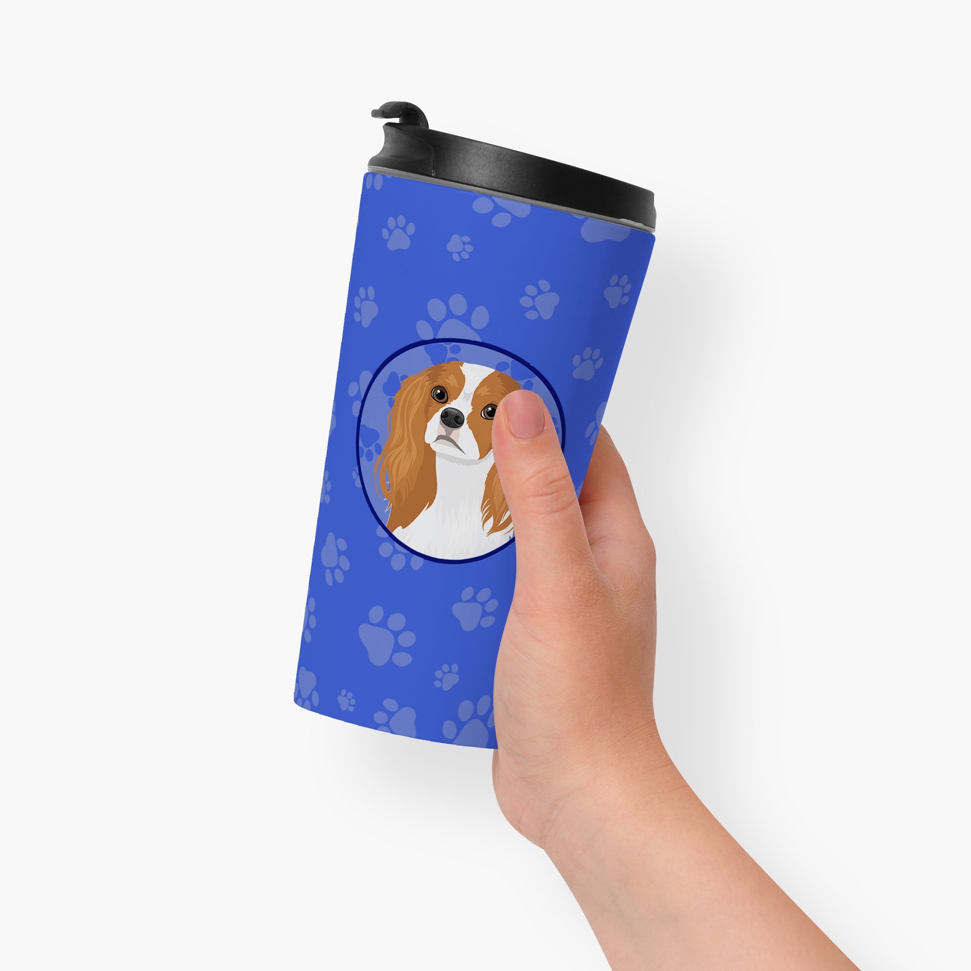 Cavalier King Charles Spaniel Blenheim #1  Stainless Steel 16 oz  Tumbler Blue Insulated Tumbler with Lid, Cute Travel Cup for Coffee, Cocktails, Gift Men, Dad, Women, Mother