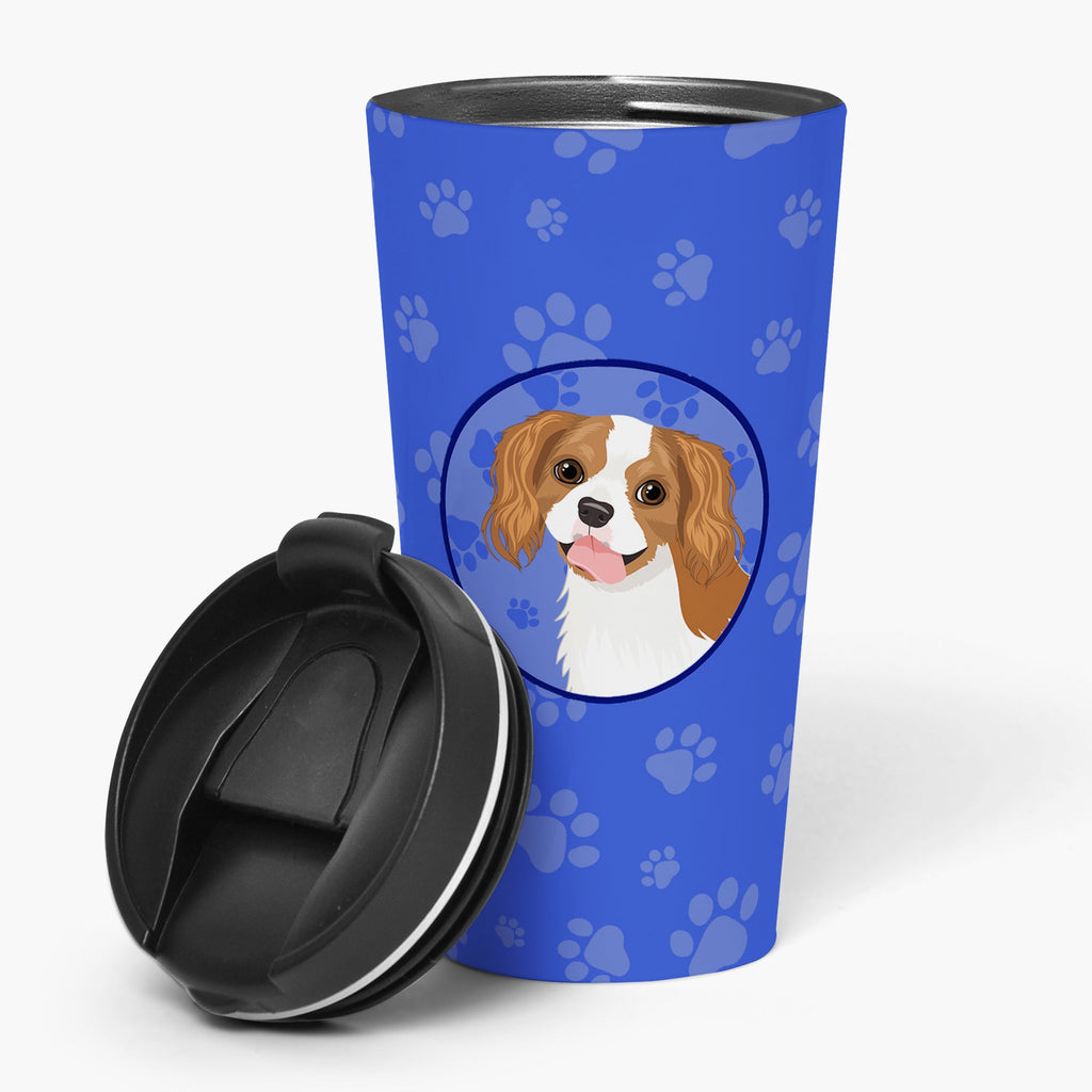 Cavalier King Charles Spaniel Blenheim #2  Stainless Steel 16 oz  Tumbler Blue Insulated Tumbler with Lid, Cute Travel Cup for Coffee, Cocktails, Gift Men, Dad, Women, Mother