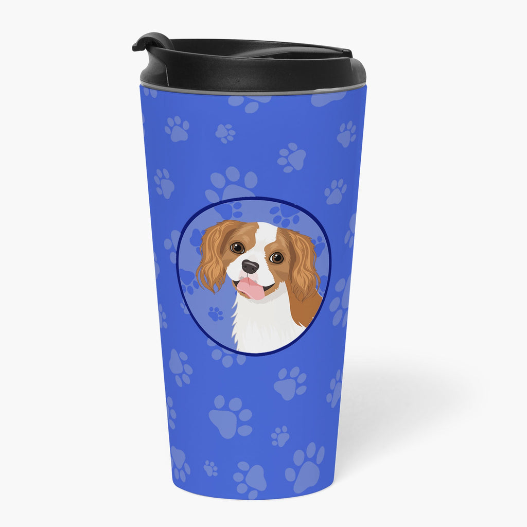 Cavalier King Charles Spaniel Blenheim #2  Stainless Steel 16 oz  Tumbler Blue Insulated Tumbler with Lid, Cute Travel Cup for Coffee, Cocktails, Gift Men, Dad, Women, Mother