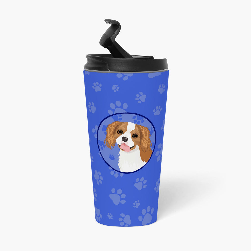 Cavalier King Charles Spaniel Blenheim #2  Stainless Steel 16 oz  Tumbler Blue Insulated Tumbler with Lid, Cute Travel Cup for Coffee, Cocktails, Gift Men, Dad, Women, Mother