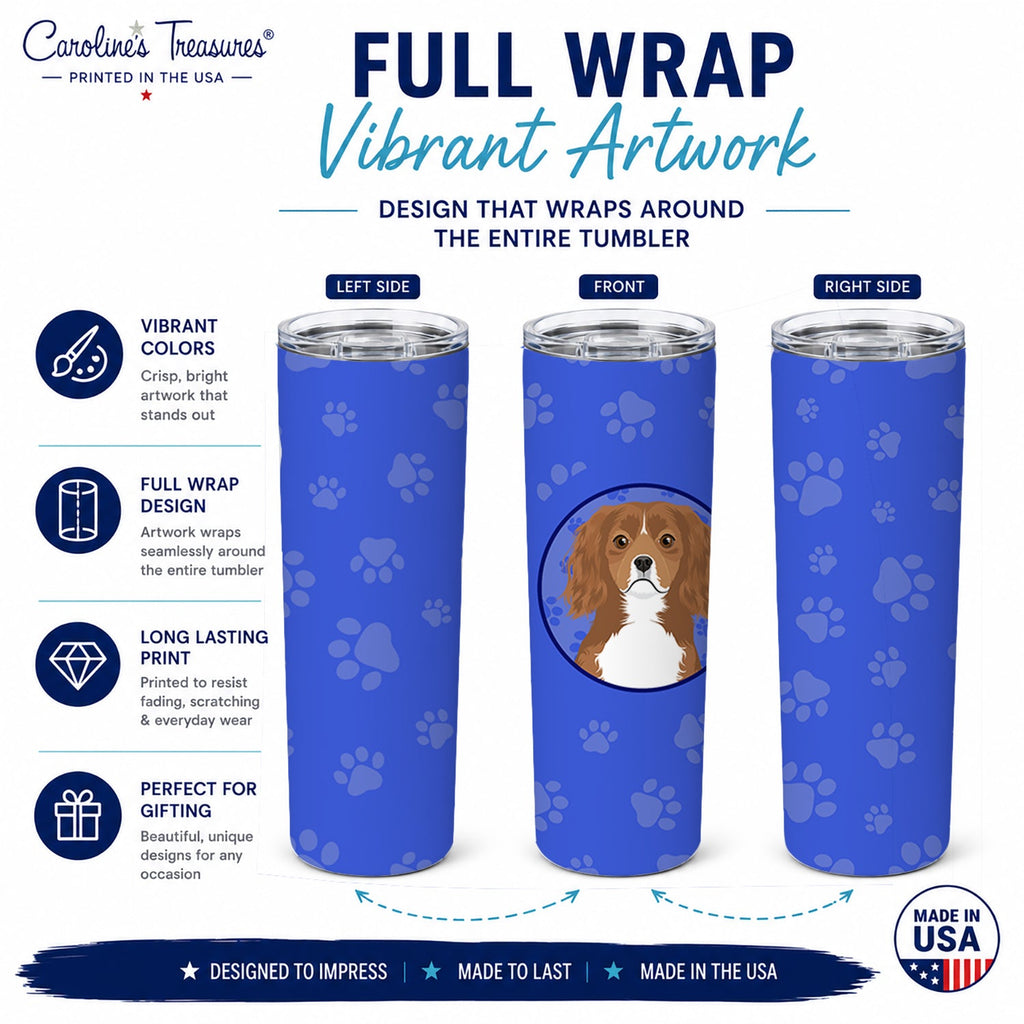 Cavalier King Charles Spaniel Ruby  Stainless Steel Skinny Tumbler 20 oz Vacuum Double Walled Reusable Insulated Travel Cup