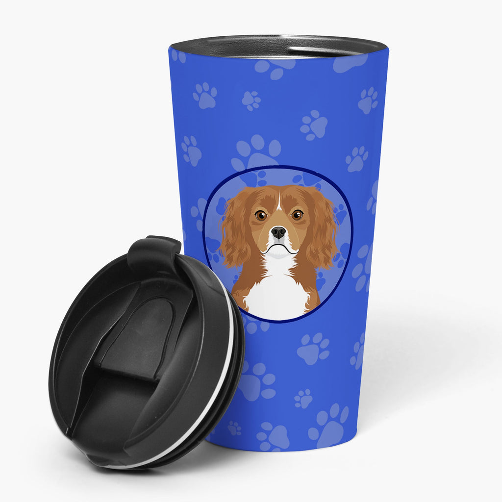 Cavalier King Charles Spaniel Ruby  Stainless Steel 16 oz  Tumbler Blue Insulated Tumbler with Lid, Cute Travel Cup for Coffee, Cocktails, Gift Men, Dad, Women, Mother