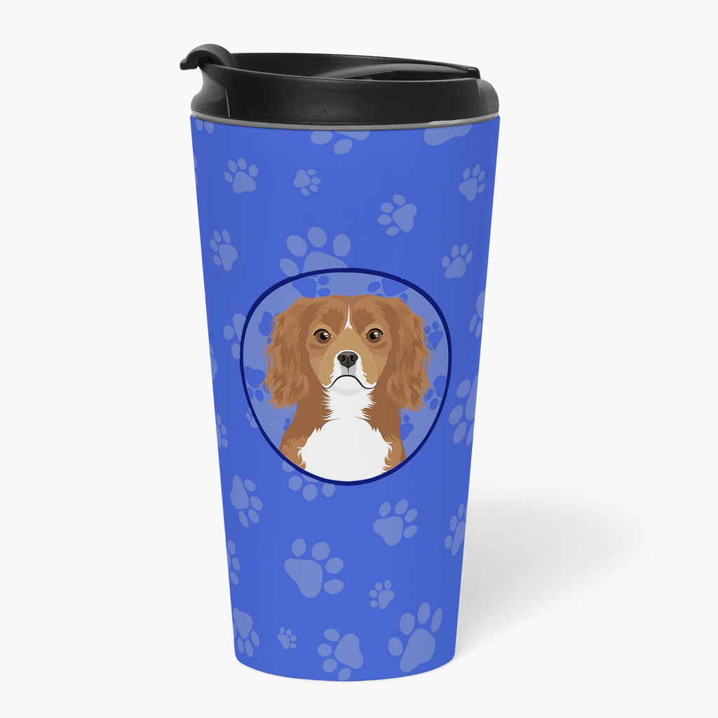 Cavalier King Charles Spaniel Ruby  Stainless Steel 16 oz  Tumbler Blue Insulated Tumbler with Lid, Cute Travel Cup for Coffee, Cocktails, Gift Men, Dad, Women, Mother