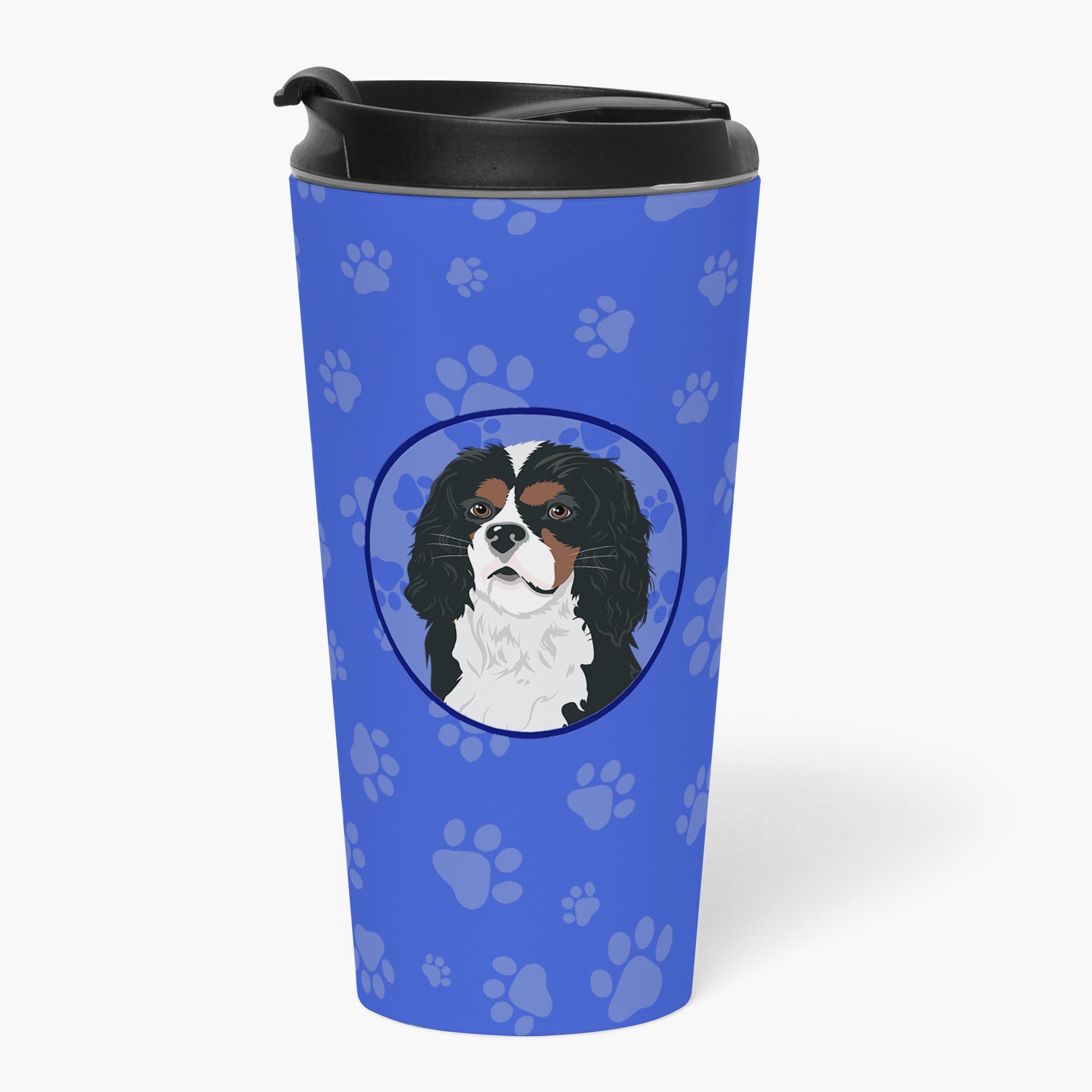 Cavalier King Charles Spaniel Tricolor #1  Stainless Steel 16 oz  Tumbler Blue Insulated Tumbler with Lid, Cute Travel Cup for Coffee, Cocktails, Gift Men, Dad, Women, Mother