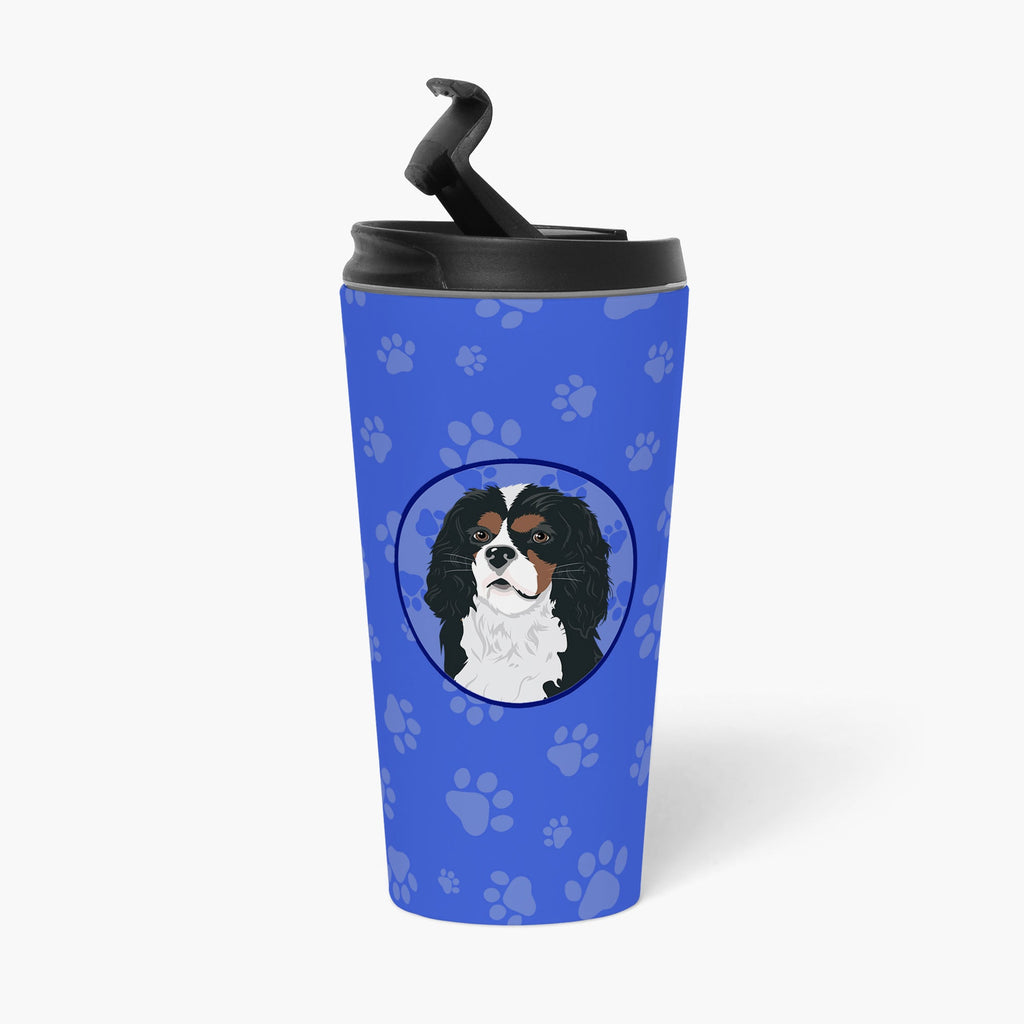 Cavalier King Charles Spaniel Tricolor #1  Stainless Steel 16 oz  Tumbler Blue Insulated Tumbler with Lid, Cute Travel Cup for Coffee, Cocktails, Gift Men, Dad, Women, Mother