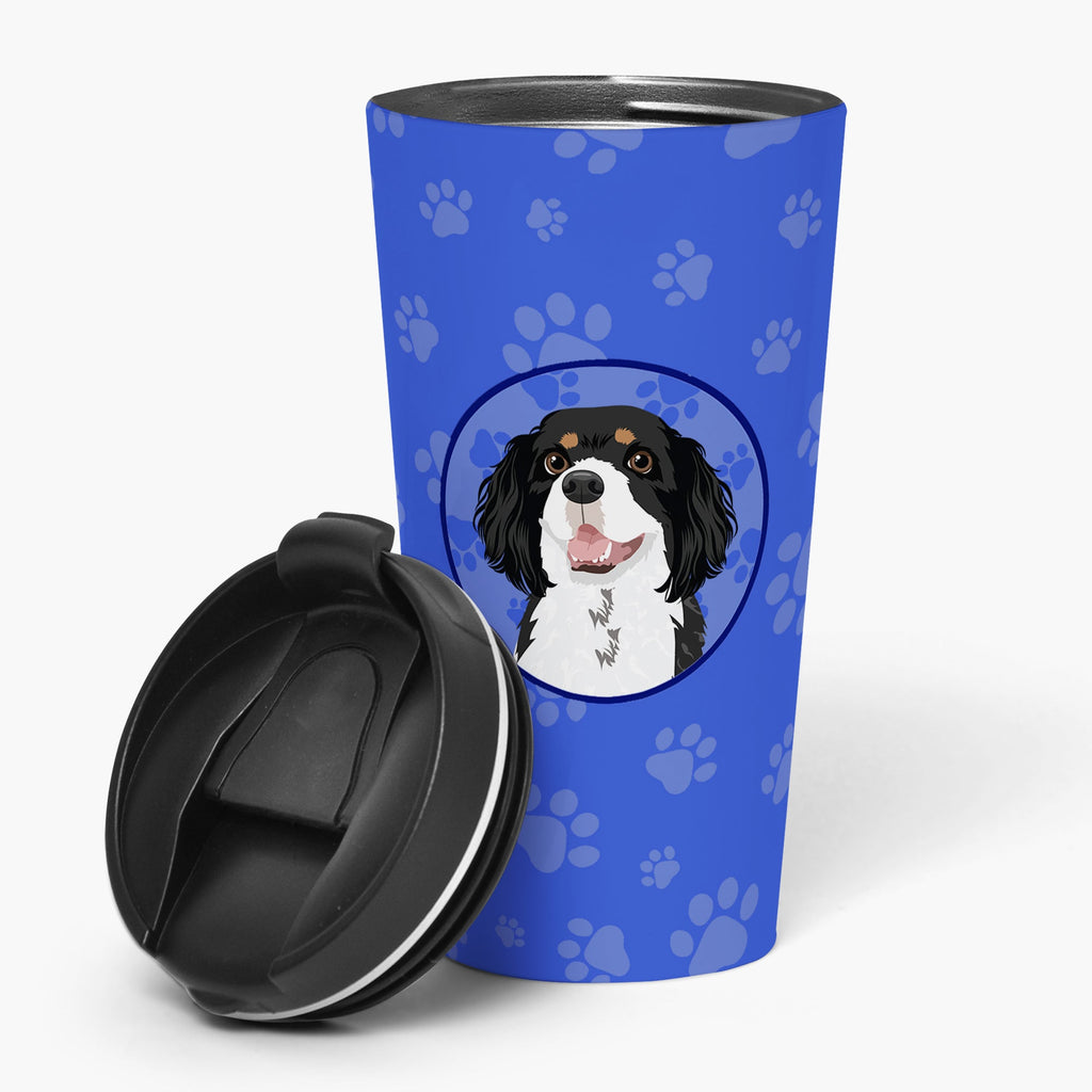 Cavalier King Charles Spaniel Tricolor #2  Stainless Steel 16 oz  Tumbler Blue Insulated Tumbler with Lid, Cute Travel Cup for Coffee, Cocktails, Gift Men, Dad, Women, Mother
