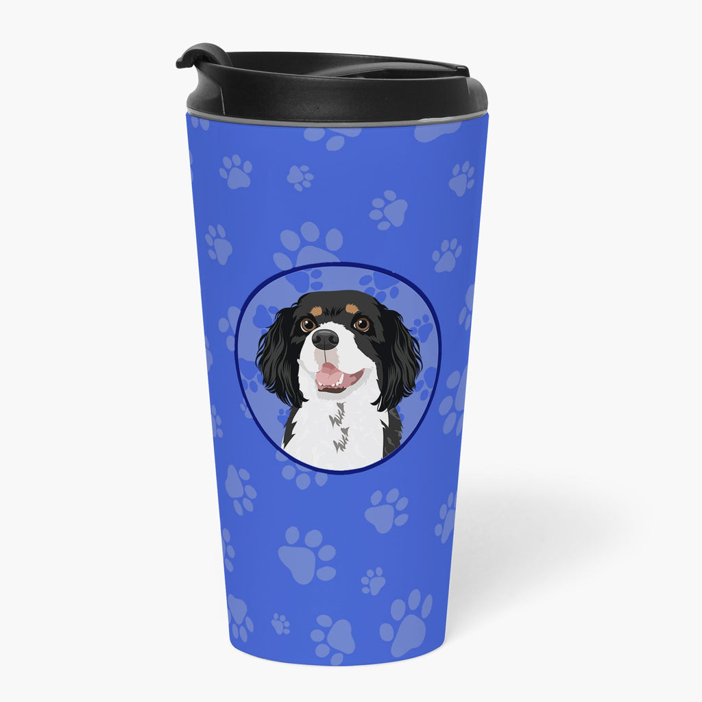 Cavalier King Charles Spaniel Tricolor #2  Stainless Steel 16 oz  Tumbler Blue Insulated Tumbler with Lid, Cute Travel Cup for Coffee, Cocktails, Gift Men, Dad, Women, Mother