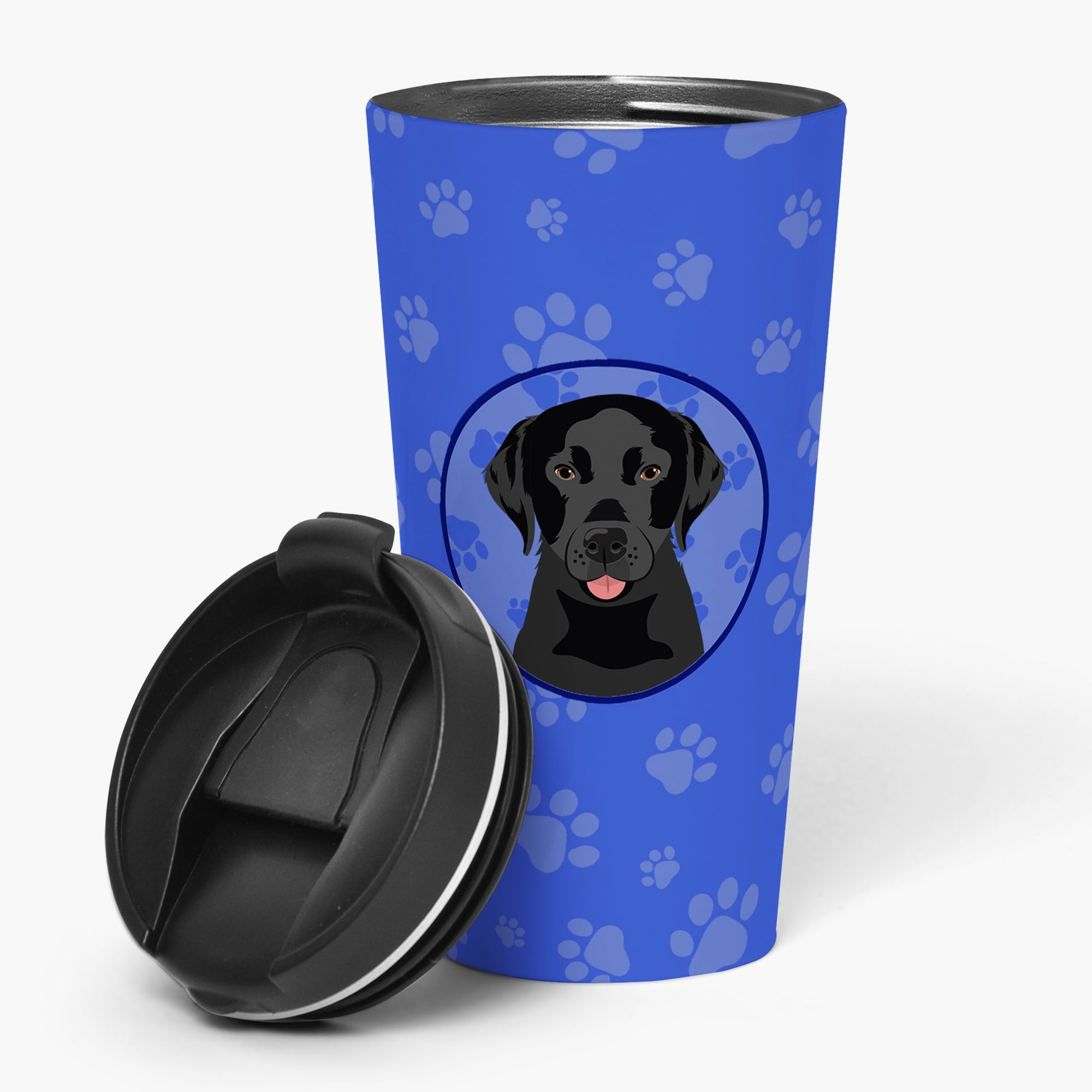 Labrador Retriever Black #3  Stainless Steel 16 oz  Tumbler Blue Insulated Tumbler with Lid, Cute Travel Cup for Coffee, Cocktails, Gift Men, Dad, Women, Mother