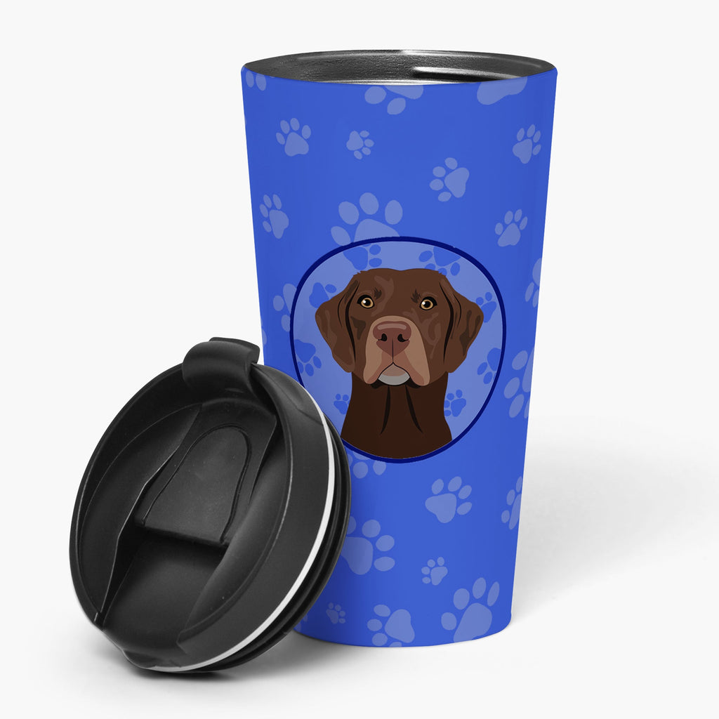 Labrador Retriever Chocolate #2  Stainless Steel 16 oz  Tumbler Blue Insulated Tumbler with Lid, Cute Travel Cup for Coffee, Cocktails, Gift Men, Dad, Women, Mother