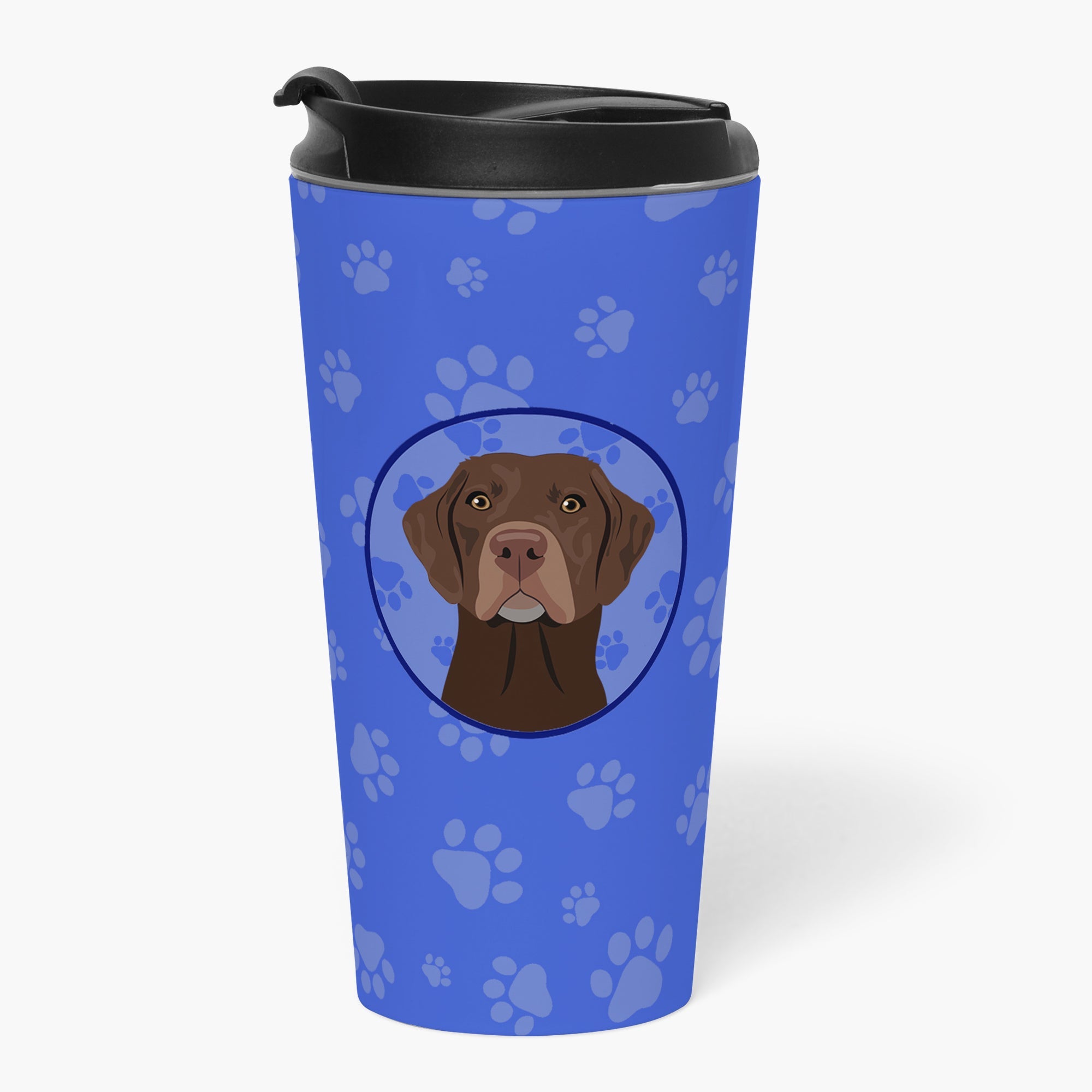 Labrador Retriever Chocolate #2  Stainless Steel 16 oz  Tumbler Blue Insulated Tumbler with Lid, Cute Travel Cup for Coffee, Cocktails, Gift Men, Dad, Women, Mother