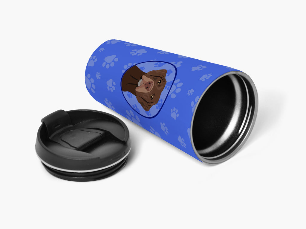 Labrador Retriever Chocolate #2  Stainless Steel 16 oz  Tumbler Blue Insulated Tumbler with Lid, Cute Travel Cup for Coffee, Cocktails, Gift Men, Dad, Women, Mother