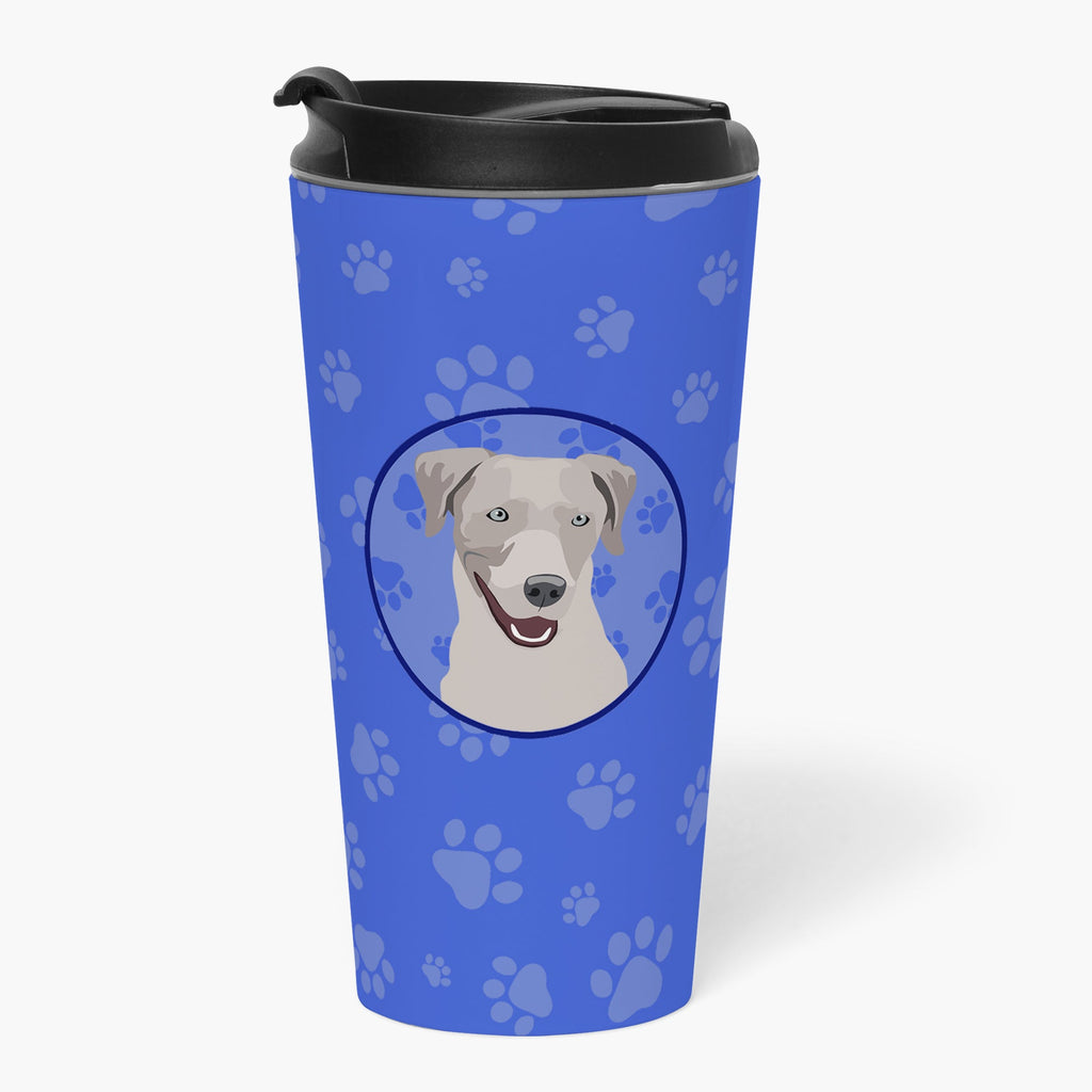 Labrador Retriever Gray  Stainless Steel 16 oz  Tumbler Blue Insulated Tumbler with Lid, Cute Travel Cup for Coffee, Cocktails, Gift Men, Dad, Women, Mother