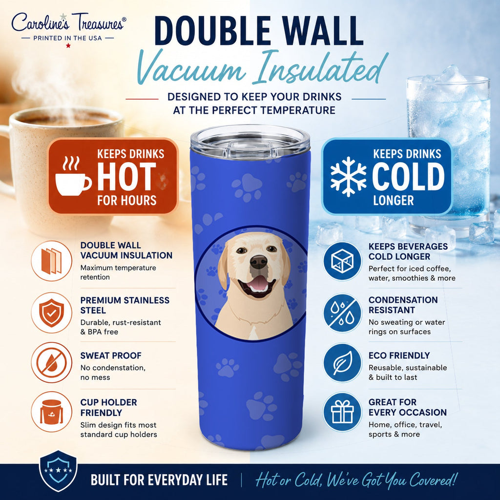 Labrador Retriever Yellow #2  Stainless Steel Skinny Tumbler 20 oz Vacuum Double Walled Reusable Insulated Travel Cup