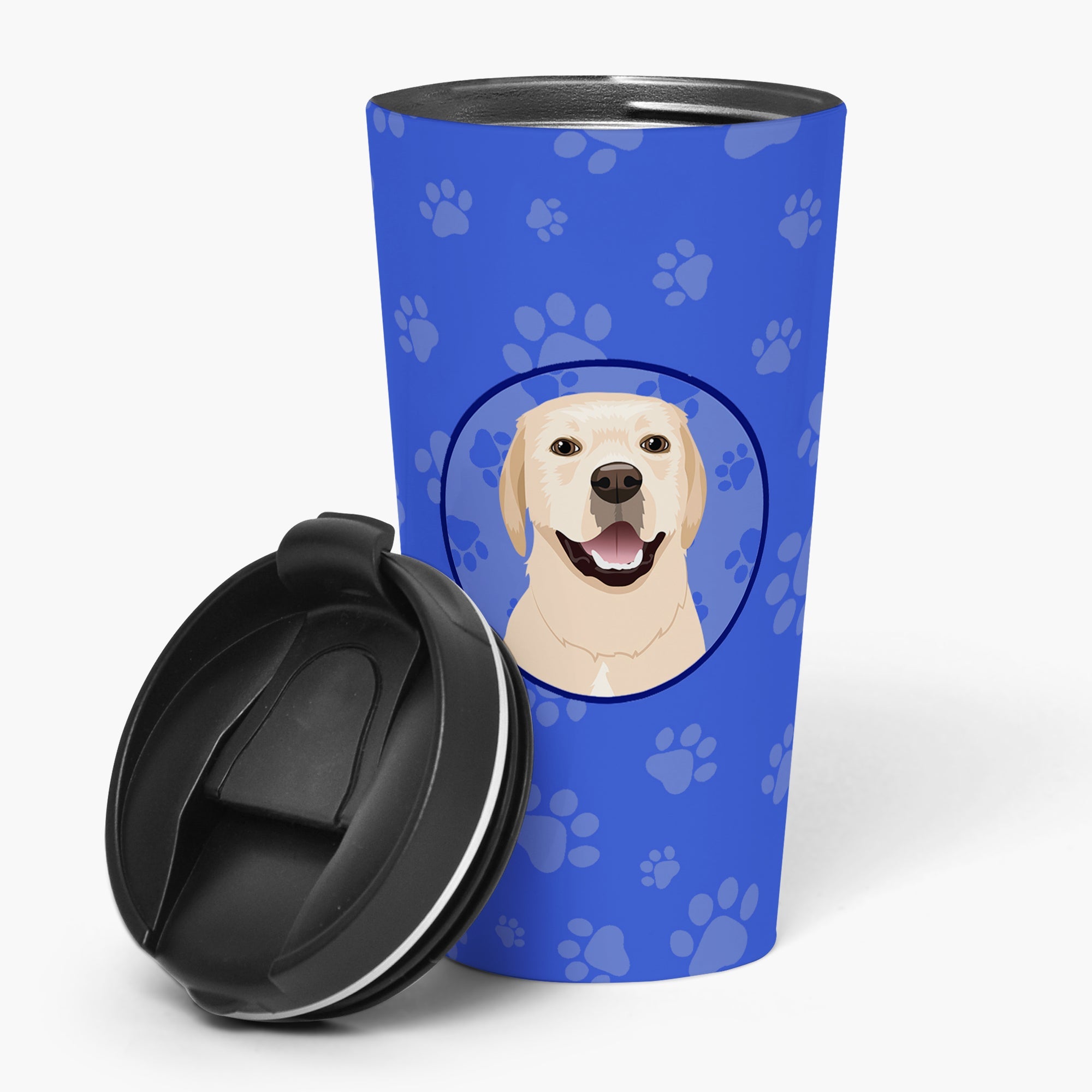 Labrador Retriever Yellow #2  Stainless Steel 16 oz  Tumbler Blue Insulated Tumbler with Lid, Cute Travel Cup for Coffee, Cocktails, Gift Men, Dad, Women, Mother
