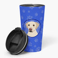 Labrador Retriever Yellow #3  Stainless Steel 16 oz  Tumbler Blue Insulated Tumbler with Lid, Cute Travel Cup for Coffee, Cocktails, Gift Men, Dad, Women, Mother