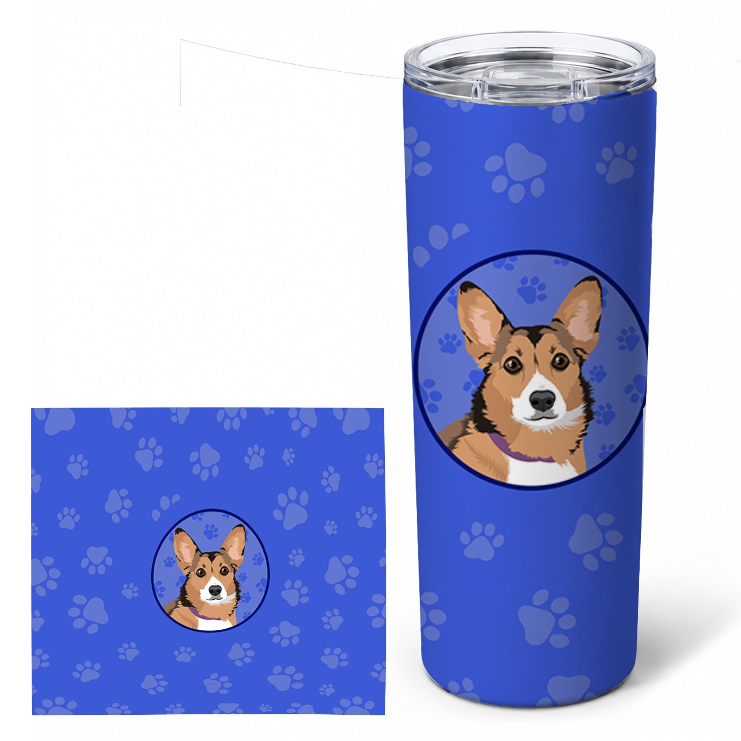Pembroke Welsh Corgi Sable and White  Stainless Steel Skinny Tumbler 20 oz Vacuum Double Walled Reusable Insulated Travel Cup