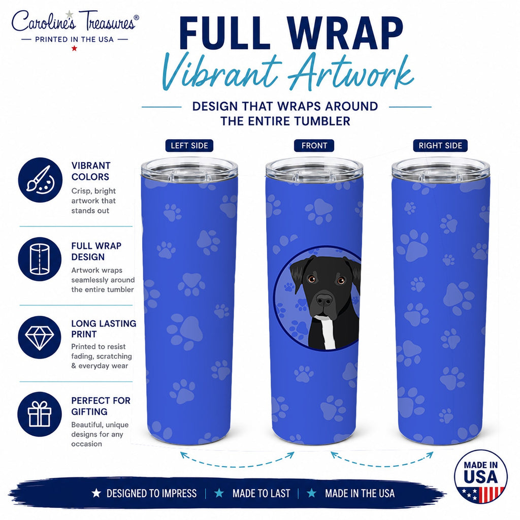 Pit Bull Black #1  Stainless Steel Skinny Tumbler 20 oz Vacuum Double Walled Reusable Insulated Travel Cup