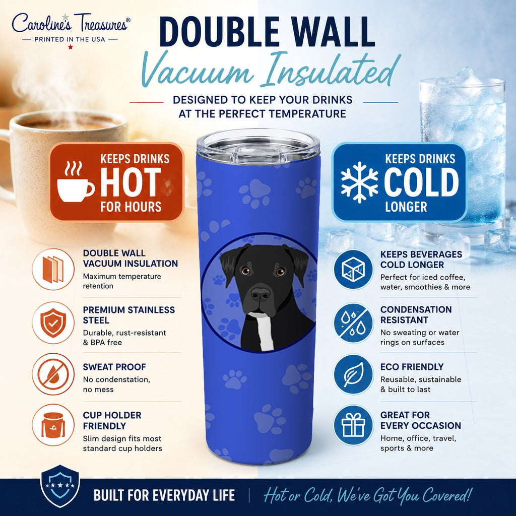 Pit Bull Black #1  Stainless Steel Skinny Tumbler 20 oz Vacuum Double Walled Reusable Insulated Travel Cup