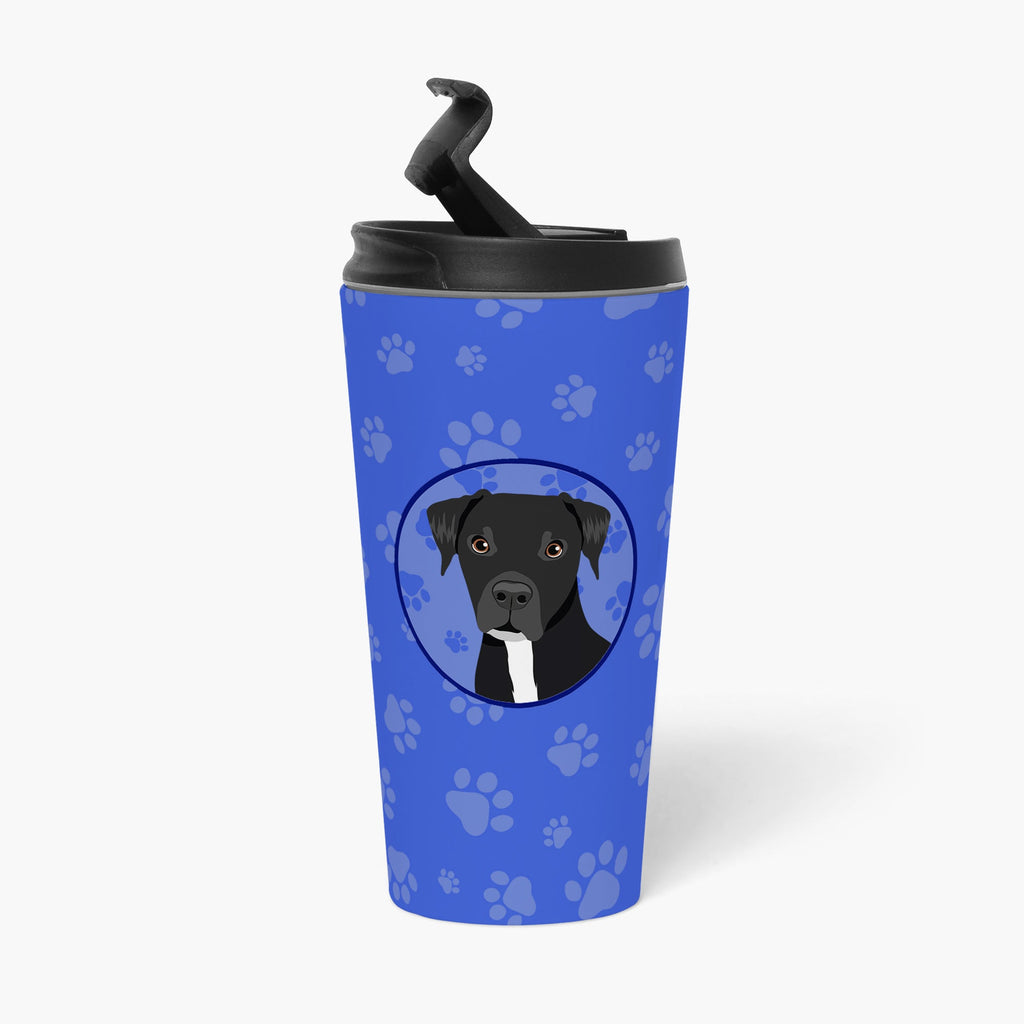 Pit Bull Black #1  Stainless Steel 16 oz  Tumbler Blue Insulated Tumbler with Lid, Cute Travel Cup for Coffee, Cocktails, Gift Men, Dad, Women, Mother