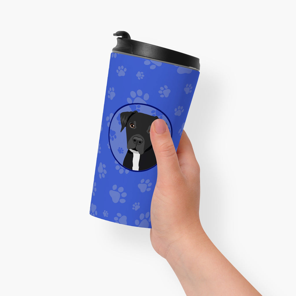 Pit Bull Black #1  Stainless Steel 16 oz  Tumbler Blue Insulated Tumbler with Lid, Cute Travel Cup for Coffee, Cocktails, Gift Men, Dad, Women, Mother