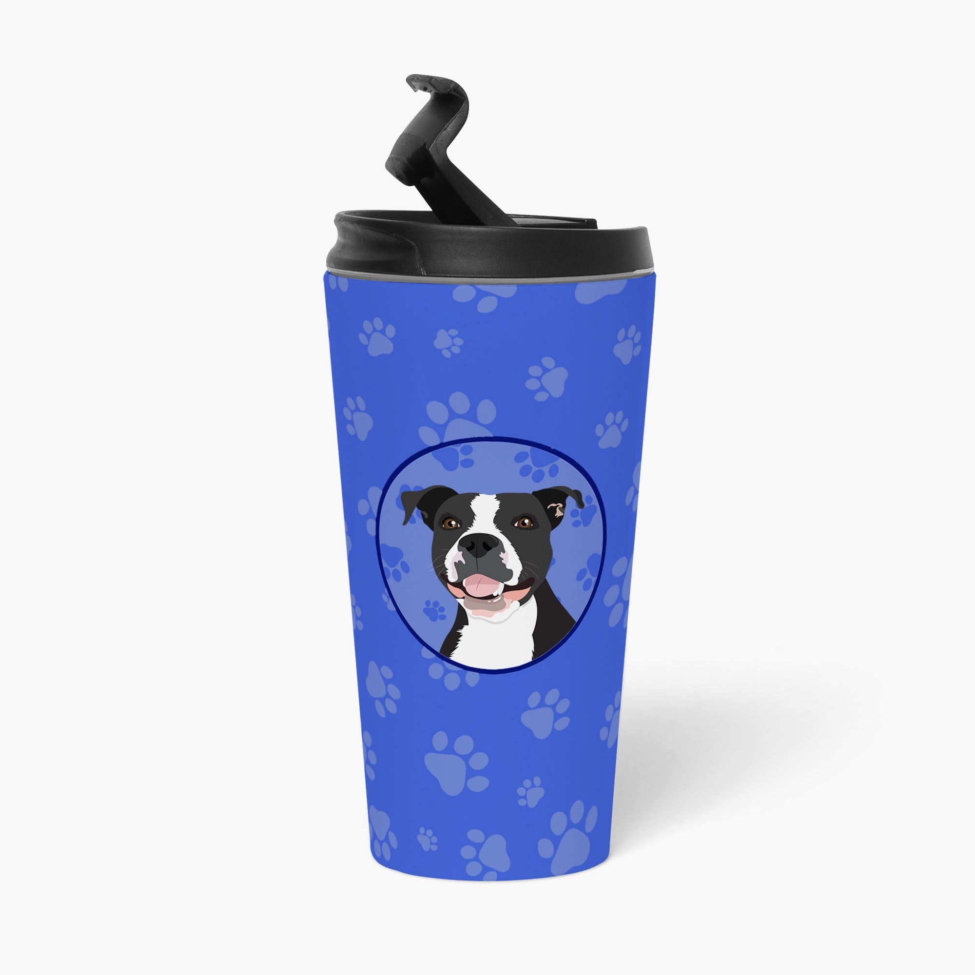 Pit Bull Black #3  Stainless Steel 16 oz  Tumbler Blue Insulated Tumbler with Lid, Cute Travel Cup for Coffee, Cocktails, Gift Men, Dad, Women, Mother