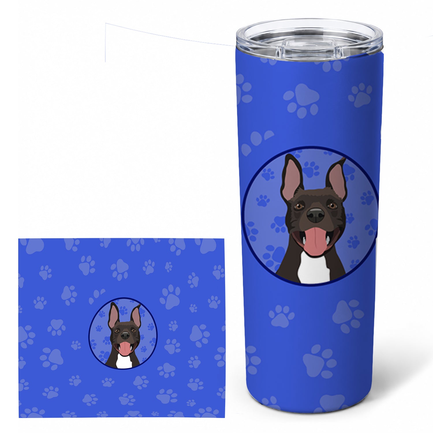 Pit Bull Black #4  Stainless Steel Skinny Tumbler 20 oz Vacuum Double Walled Reusable Insulated Travel Cup