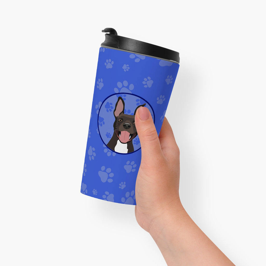 Pit Bull Black #4  Stainless Steel 16 oz  Tumbler Blue Insulated Tumbler with Lid, Cute Travel Cup for Coffee, Cocktails, Gift Men, Dad, Women, Mother