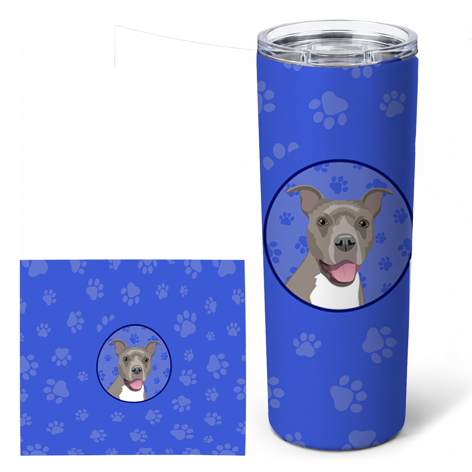 Pit Bull Blue #1  Stainless Steel Skinny Tumbler 20 oz Vacuum Double Walled Reusable Insulated Travel Cup