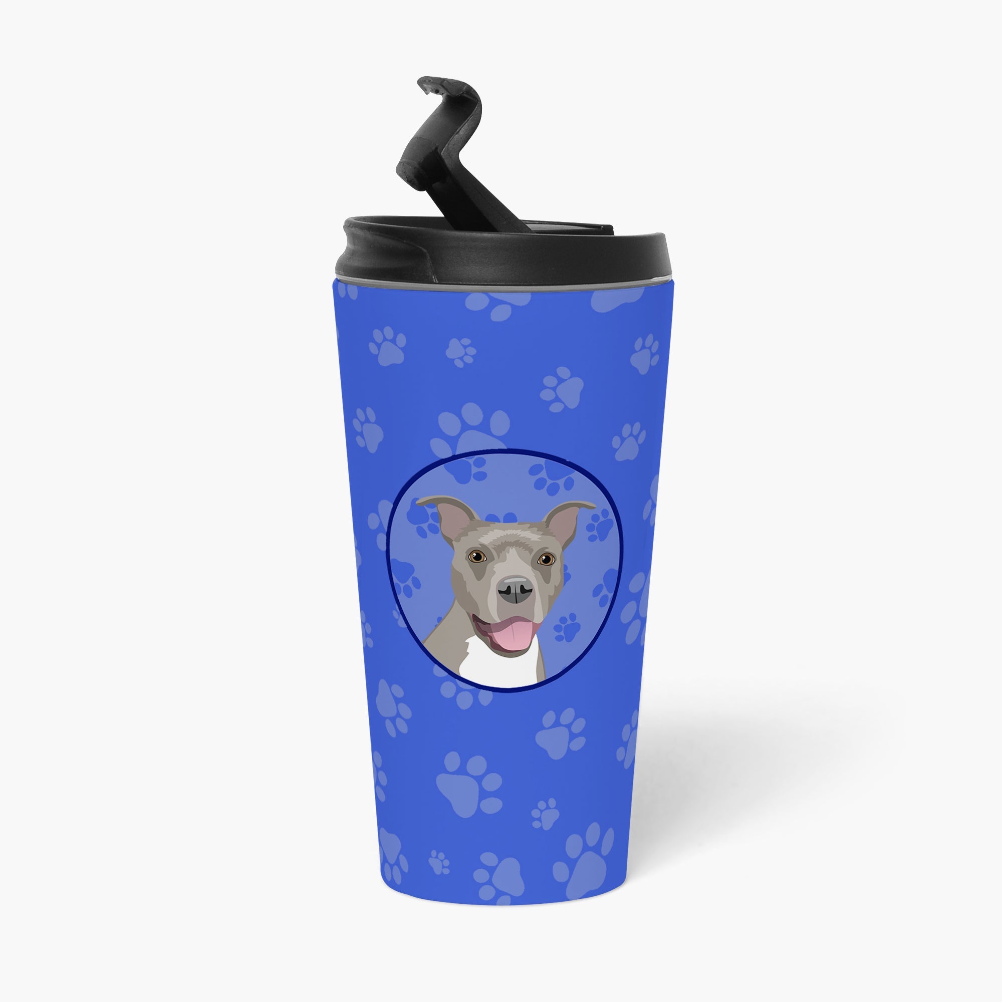 Pit Bull Blue #1  Stainless Steel 16 oz  Tumbler Blue Insulated Tumbler with Lid, Cute Travel Cup for Coffee, Cocktails, Gift Men, Dad, Women, Mother