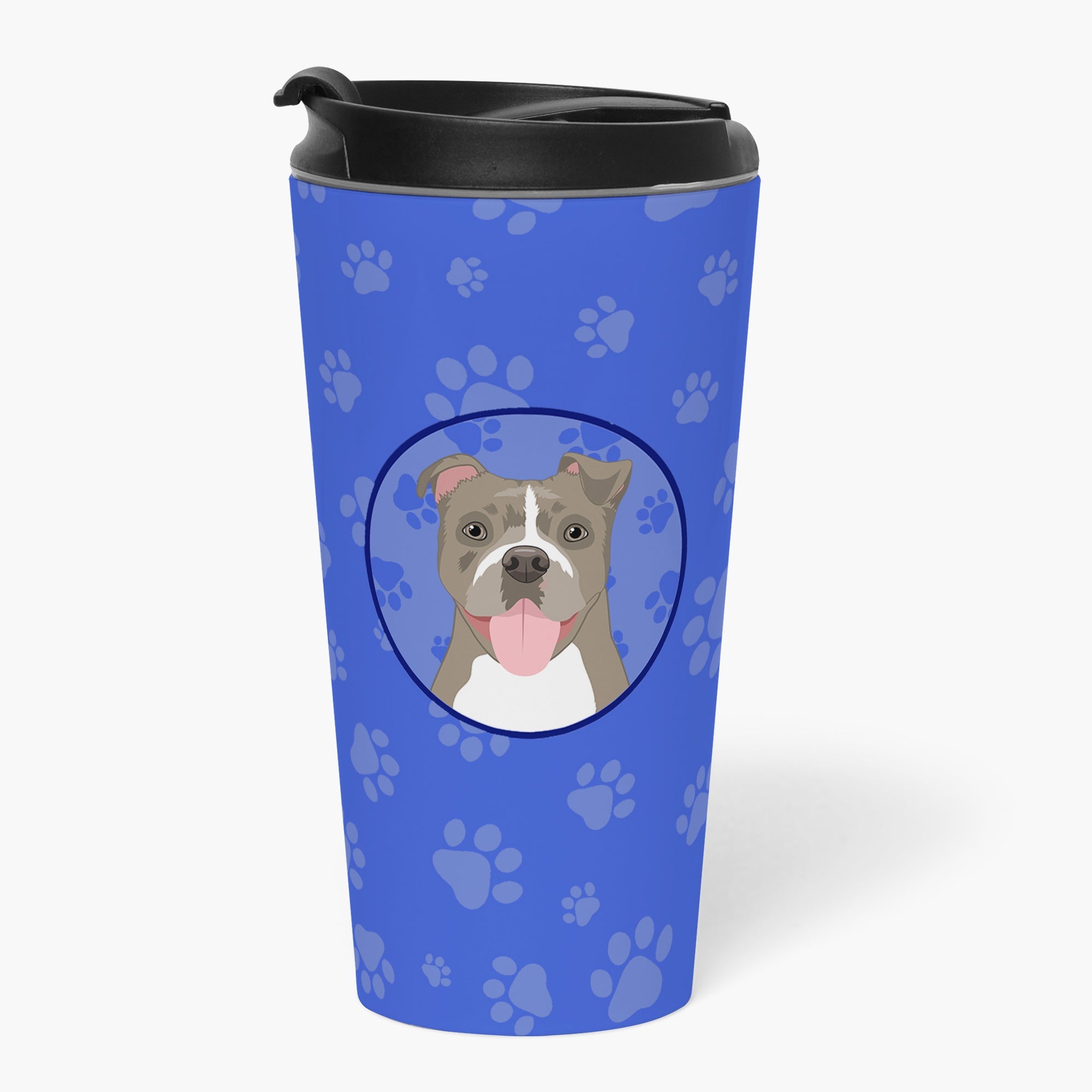 Pit Bull Blue #2  Stainless Steel 16 oz  Tumbler Blue Insulated Tumbler with Lid, Cute Travel Cup for Coffee, Cocktails, Gift Men, Dad, Women, Mother