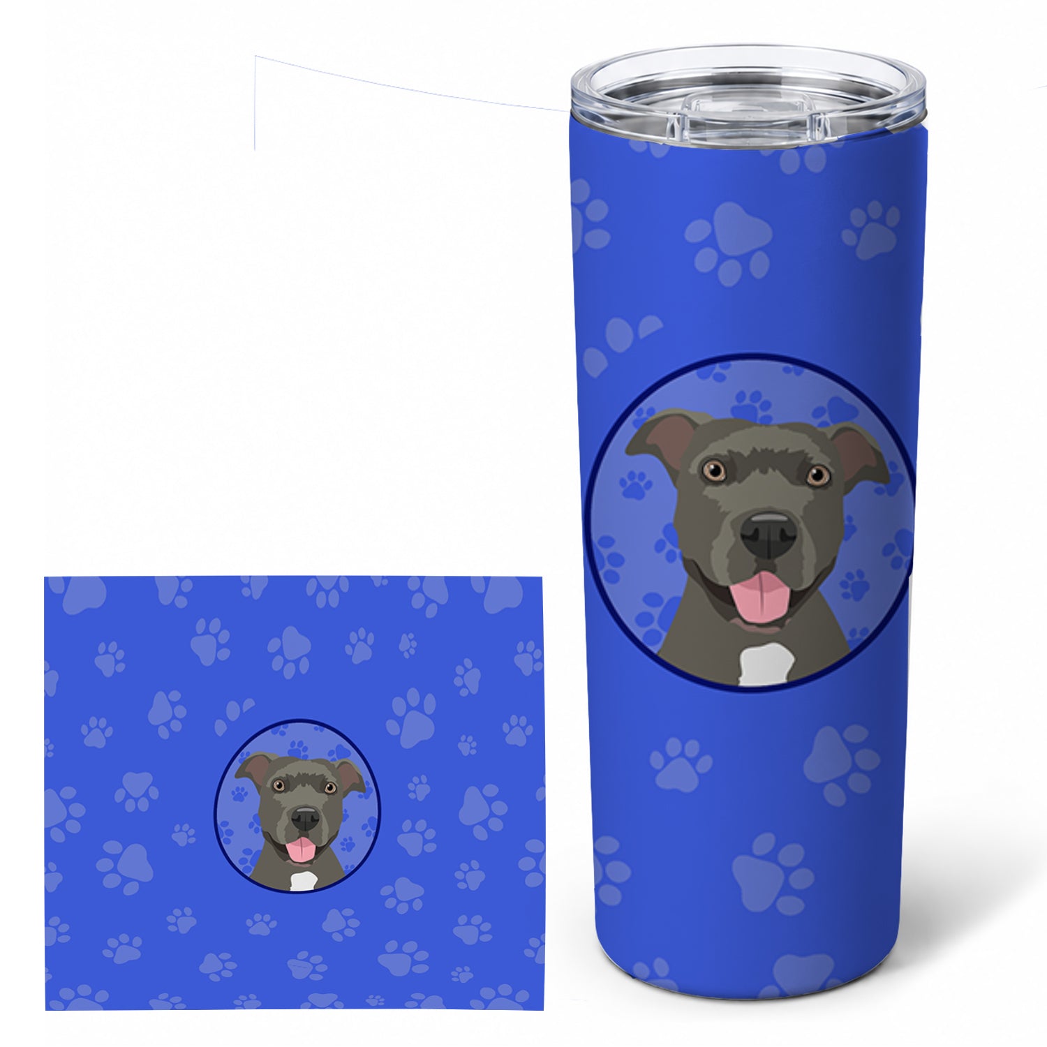 Pit Bull Blue #3  Stainless Steel Skinny Tumbler 20 oz Vacuum Double Walled Reusable Insulated Travel Cup