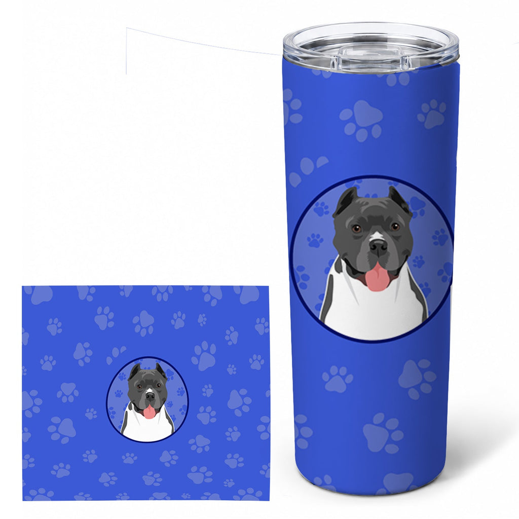 Pit Bull Blue #7  Stainless Steel Skinny Tumbler 20 oz Vacuum Double Walled Reusable Insulated Travel Cup