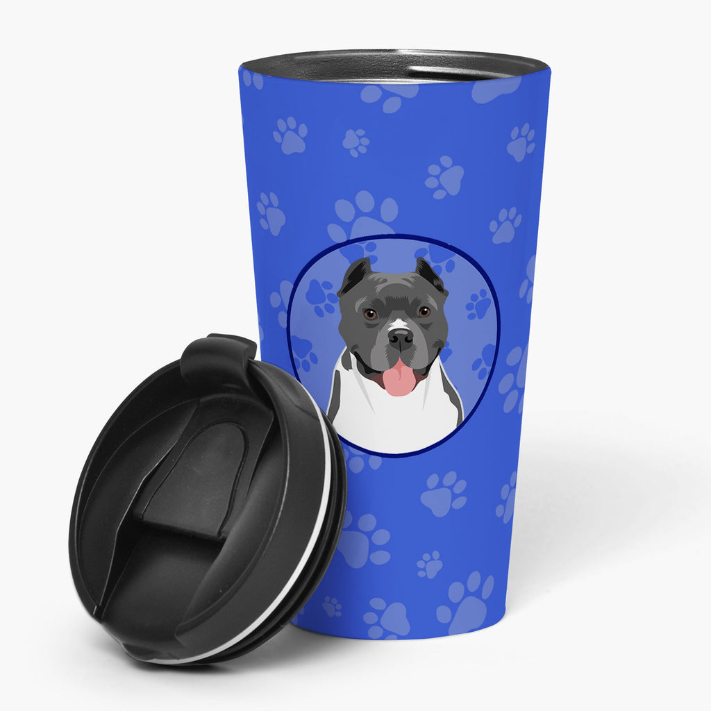 Pit Bull Blue #7  Stainless Steel 16 oz  Tumbler Blue Insulated Tumbler with Lid, Cute Travel Cup for Coffee, Cocktails, Gift Men, Dad, Women, Mother
