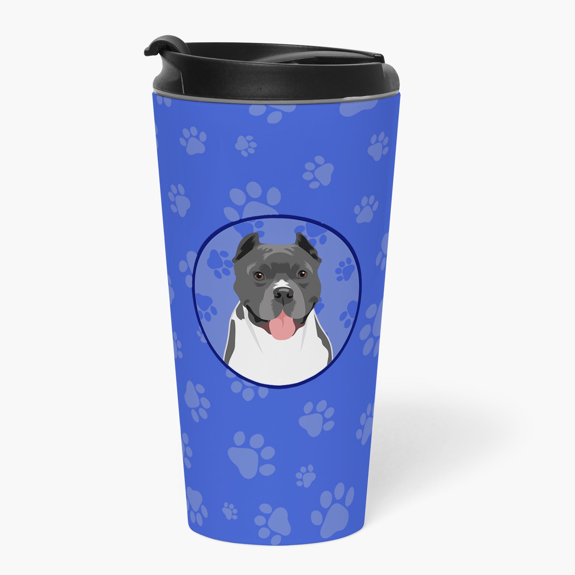 Pit Bull Blue #7  Stainless Steel 16 oz  Tumbler Blue Insulated Tumbler with Lid, Cute Travel Cup for Coffee, Cocktails, Gift Men, Dad, Women, Mother