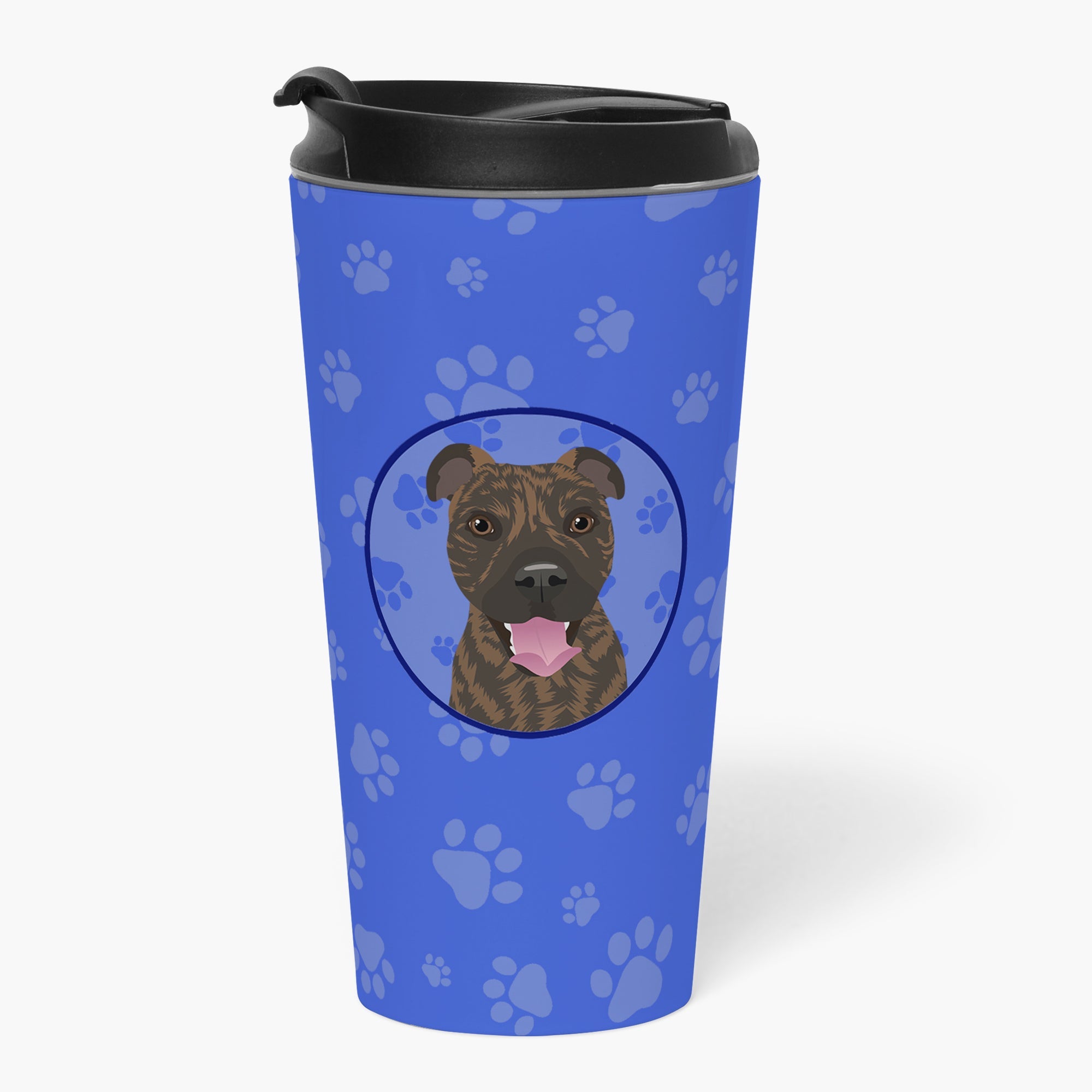 Pit Bull Brindle #1  Stainless Steel 16 oz  Tumbler Blue Insulated Tumbler with Lid, Cute Travel Cup for Coffee, Cocktails, Gift Men, Dad, Women, Mother