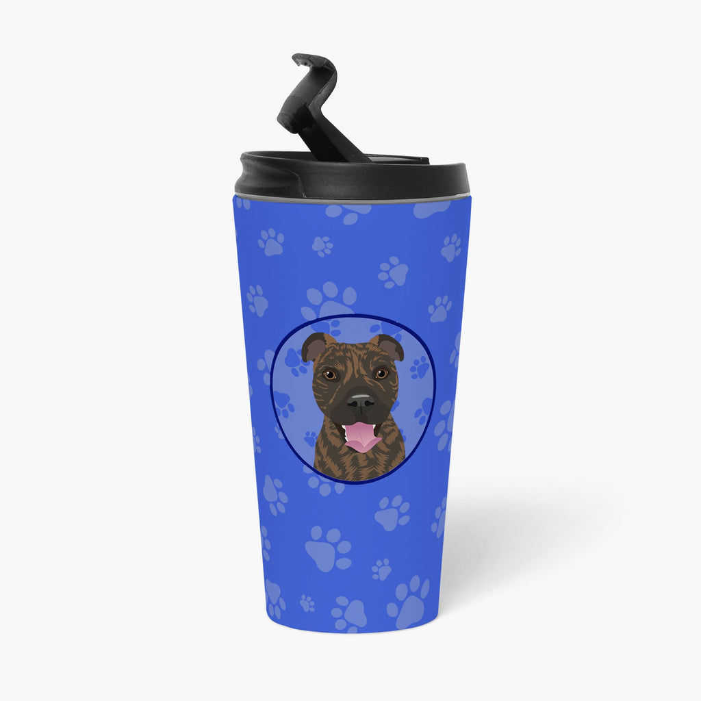 Pit Bull Brindle #1  Stainless Steel 16 oz  Tumbler Blue Insulated Tumbler with Lid, Cute Travel Cup for Coffee, Cocktails, Gift Men, Dad, Women, Mother