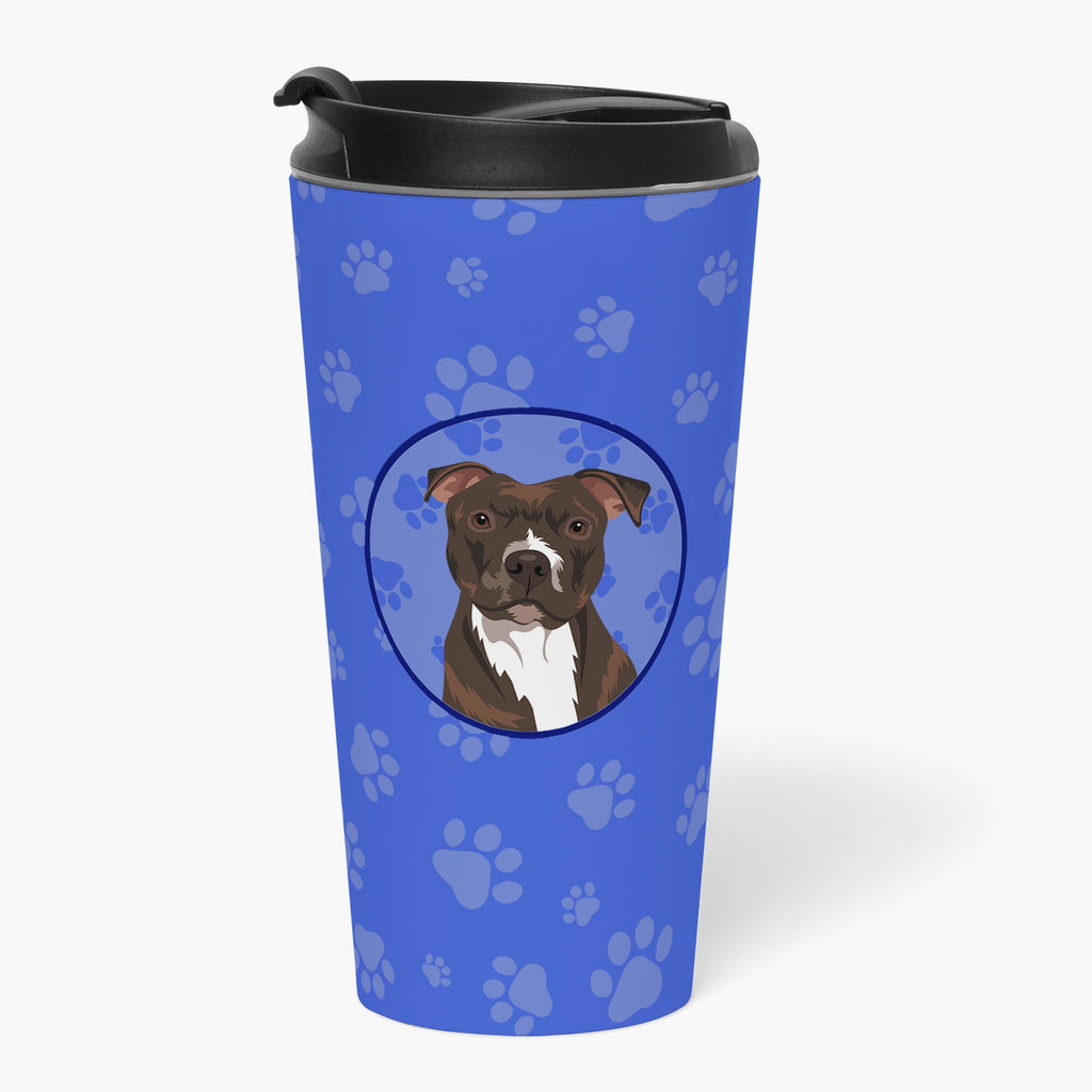 Pit Bull Brindle #2  Stainless Steel 16 oz  Tumbler Blue Insulated Tumbler with Lid, Cute Travel Cup for Coffee, Cocktails, Gift Men, Dad, Women, Mother