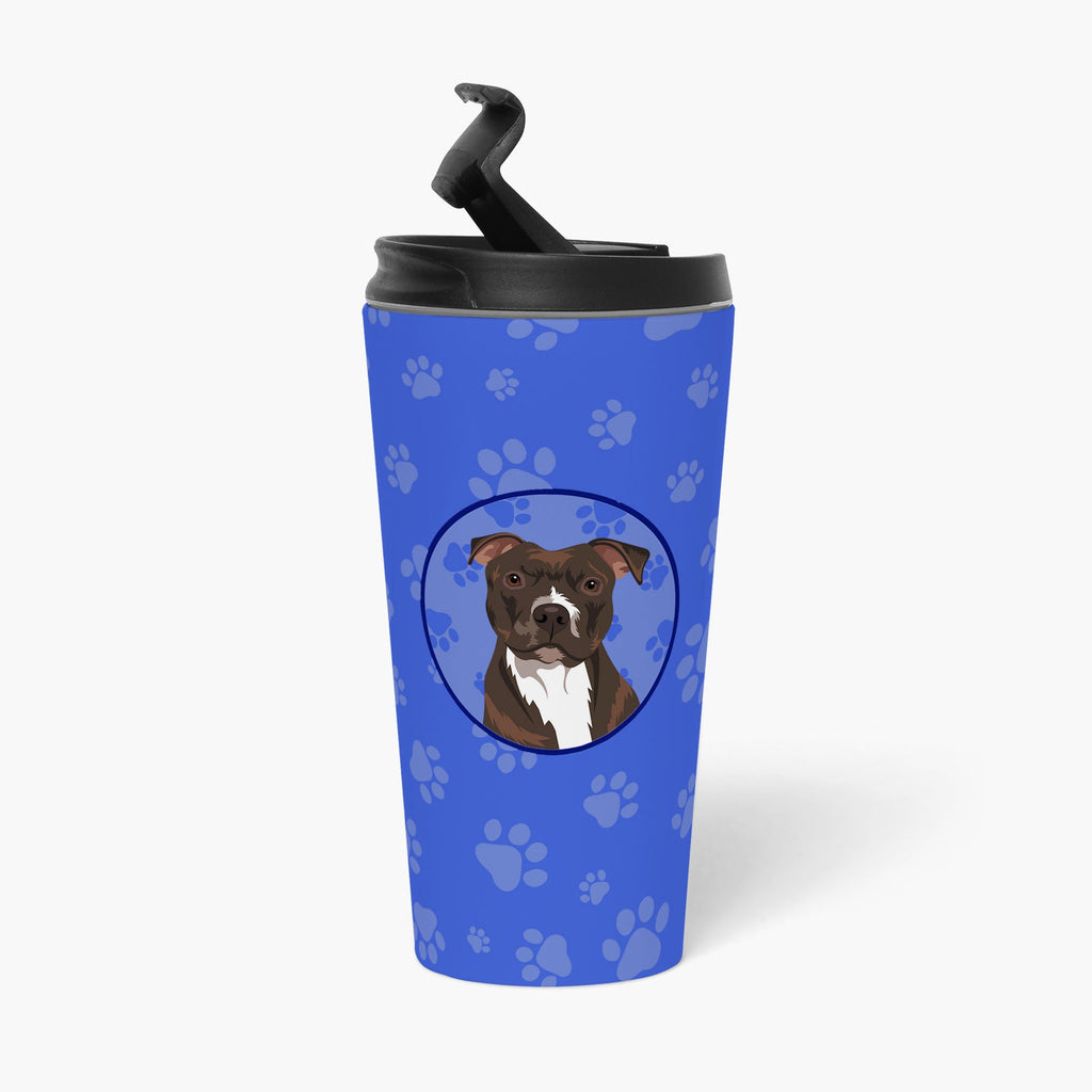 Pit Bull Brindle #2  Stainless Steel 16 oz  Tumbler Blue Insulated Tumbler with Lid, Cute Travel Cup for Coffee, Cocktails, Gift Men, Dad, Women, Mother