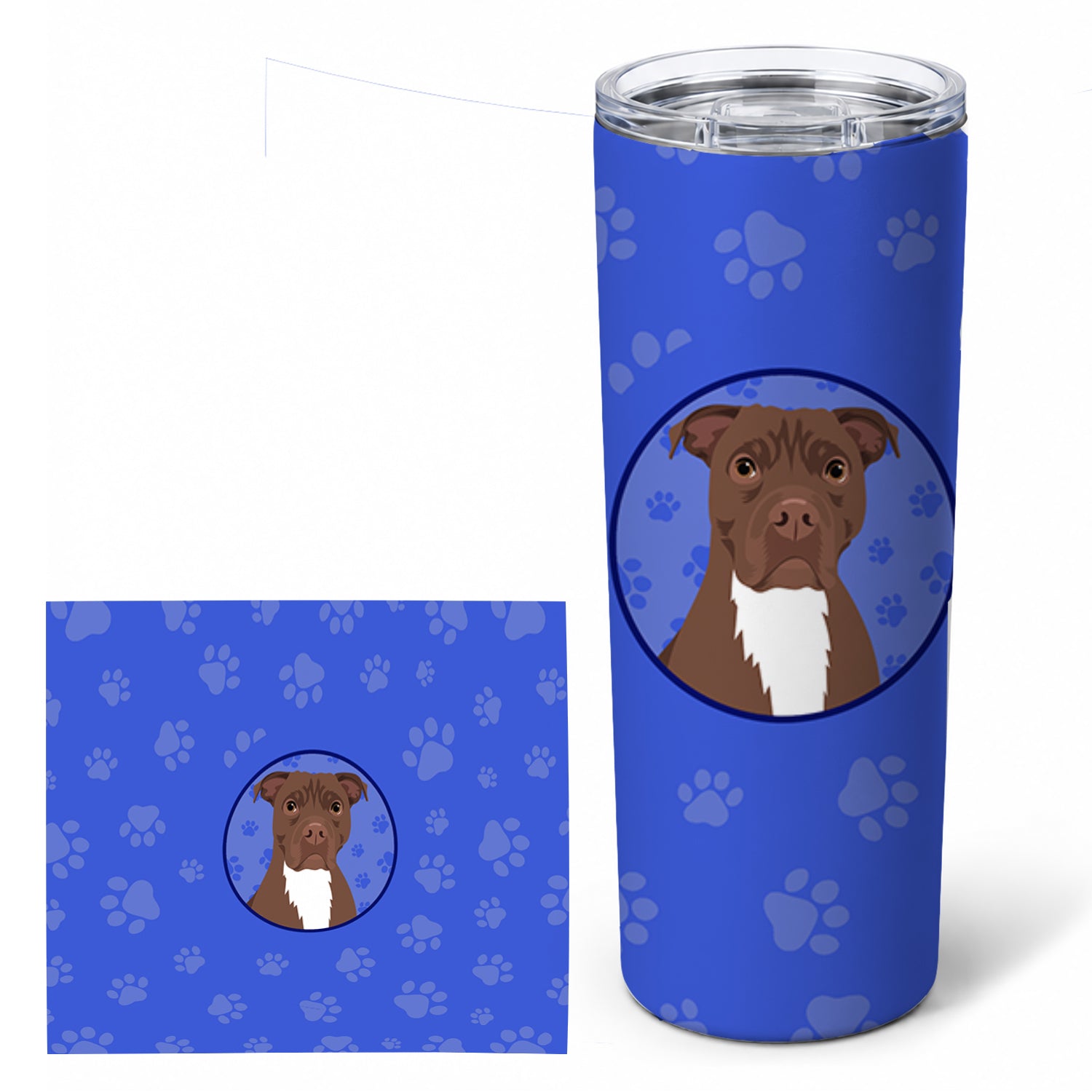 Pit Bull Chocolate  Stainless Steel Skinny Tumbler 20 oz Vacuum Double Walled Reusable Insulated Travel Cup