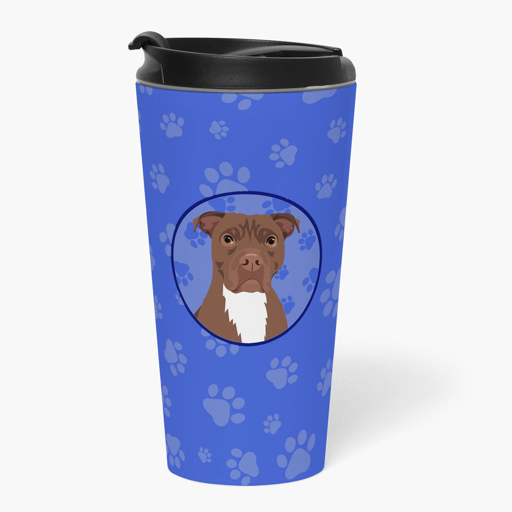Pit Bull Chocolate  Stainless Steel 16 oz  Tumbler Blue Insulated Tumbler with Lid, Cute Travel Cup for Coffee, Cocktails, Gift Men, Dad, Women, Mother