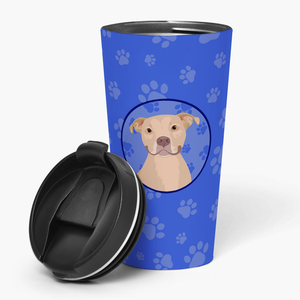 Pit Bull Fawn #1  Stainless Steel 16 oz  Tumbler Blue Insulated Tumbler with Lid, Cute Travel Cup for Coffee, Cocktails, Gift Men, Dad, Women, Mother