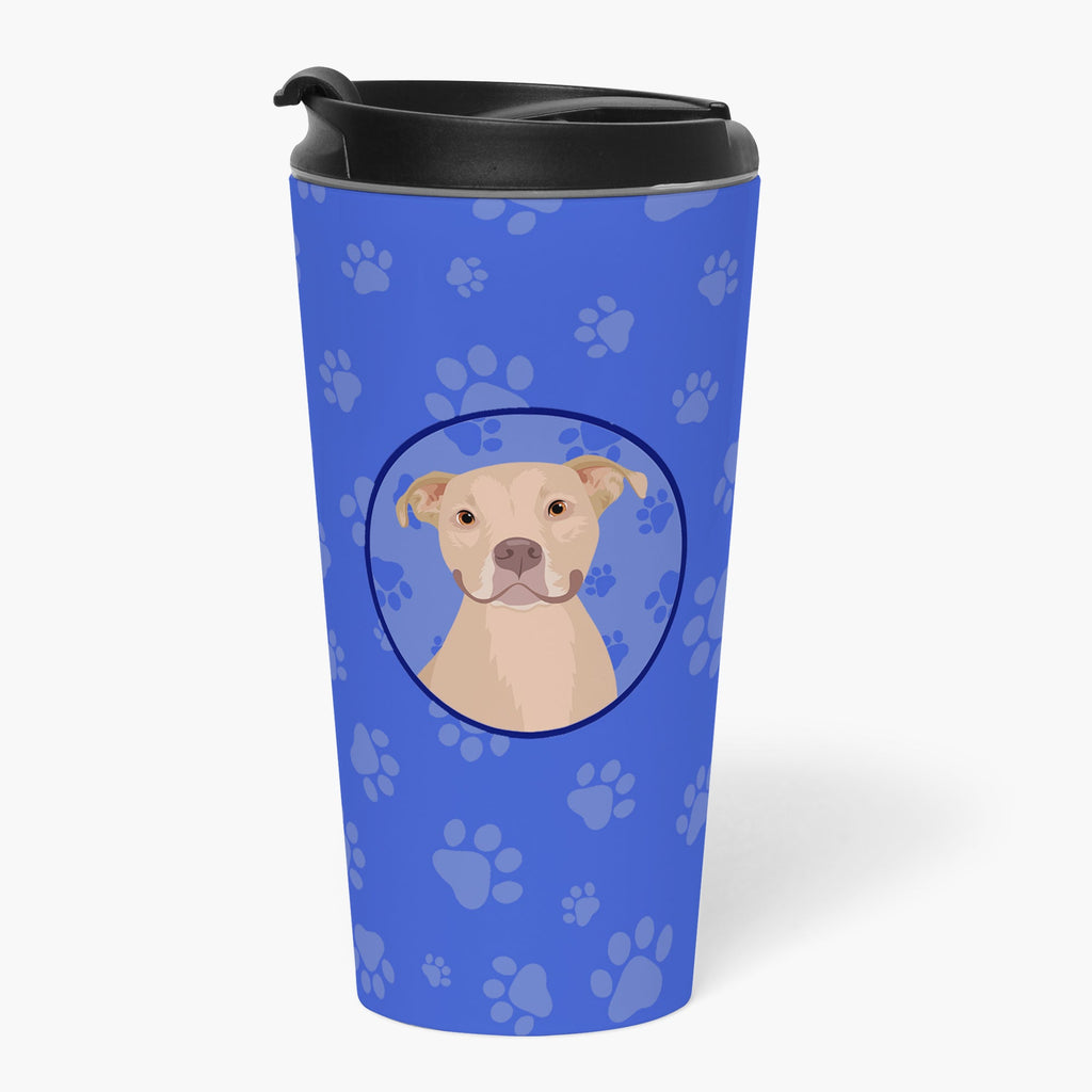 Pit Bull Fawn #1  Stainless Steel 16 oz  Tumbler Blue Insulated Tumbler with Lid, Cute Travel Cup for Coffee, Cocktails, Gift Men, Dad, Women, Mother