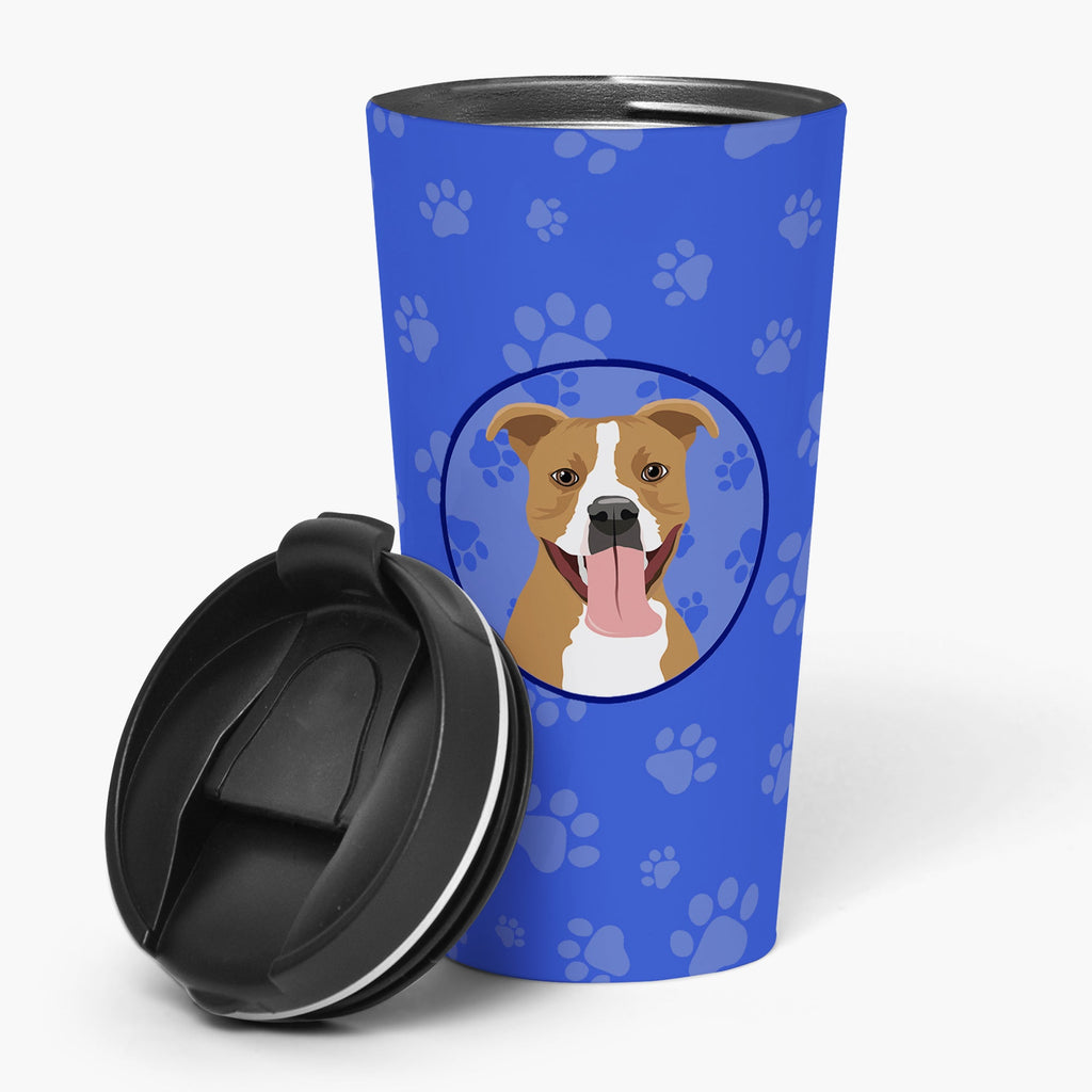 Pit Bull Fawn #2  Stainless Steel 16 oz  Tumbler Blue Insulated Tumbler with Lid, Cute Travel Cup for Coffee, Cocktails, Gift Men, Dad, Women, Mother