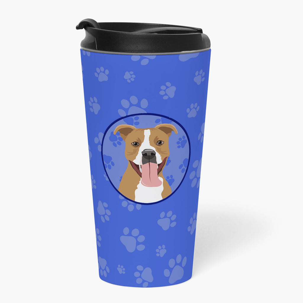 Pit Bull Fawn #2  Stainless Steel 16 oz  Tumbler Blue Insulated Tumbler with Lid, Cute Travel Cup for Coffee, Cocktails, Gift Men, Dad, Women, Mother