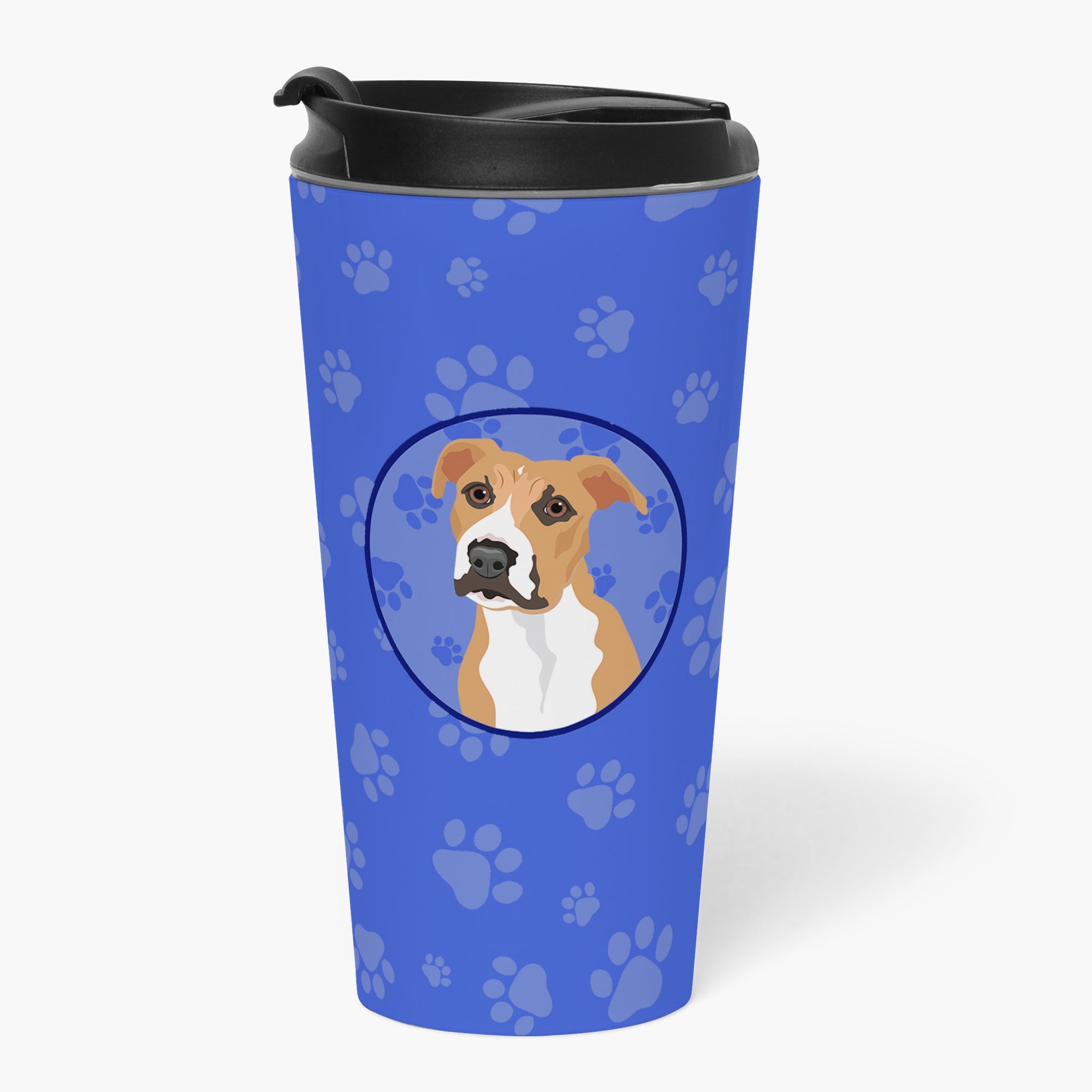 Pit Bull Fawn #3  Stainless Steel 16 oz  Tumbler Blue Insulated Tumbler with Lid, Cute Travel Cup for Coffee, Cocktails, Gift Men, Dad, Women, Mother