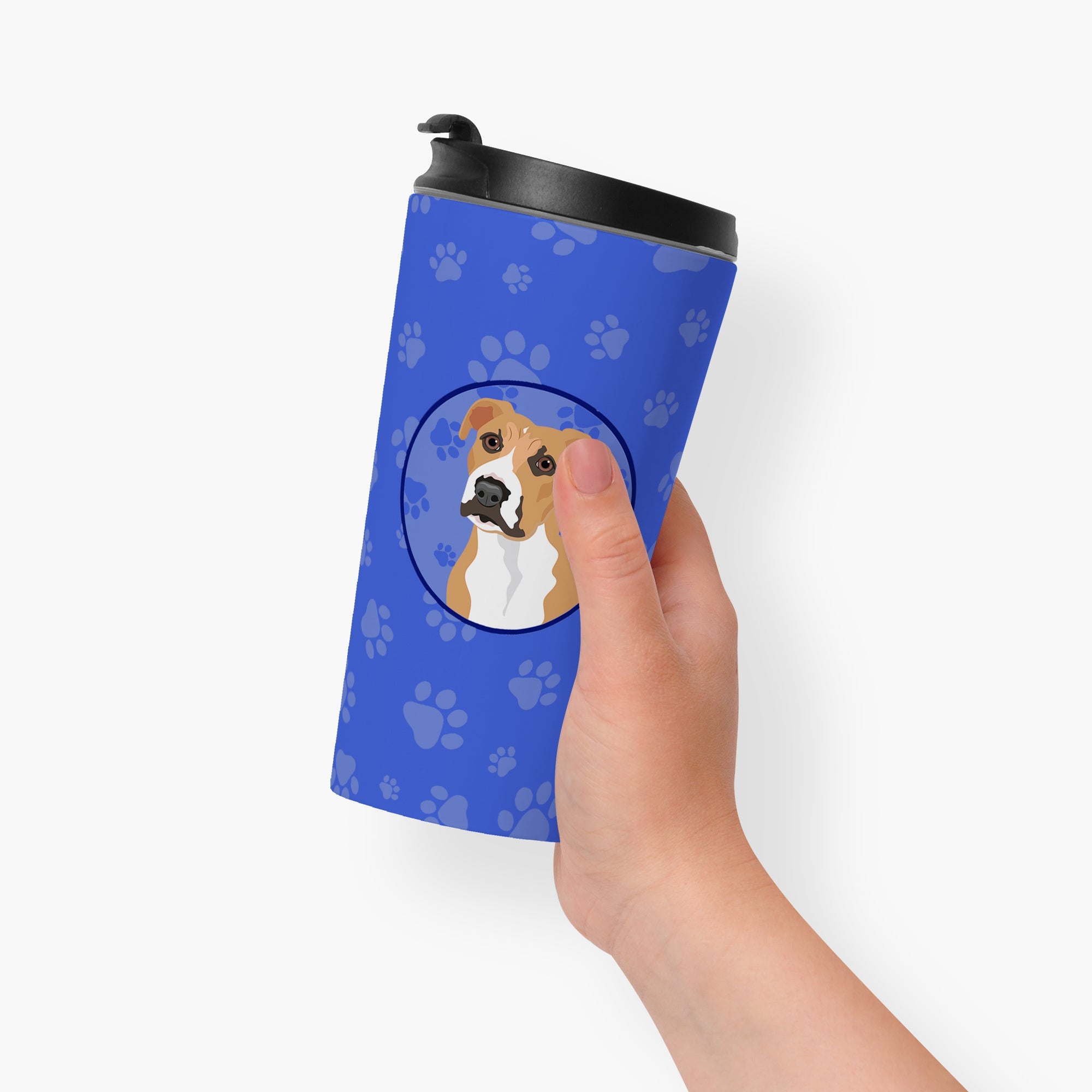 Pit Bull Fawn #3  Stainless Steel 16 oz  Tumbler Blue Insulated Tumbler with Lid, Cute Travel Cup for Coffee, Cocktails, Gift Men, Dad, Women, Mother